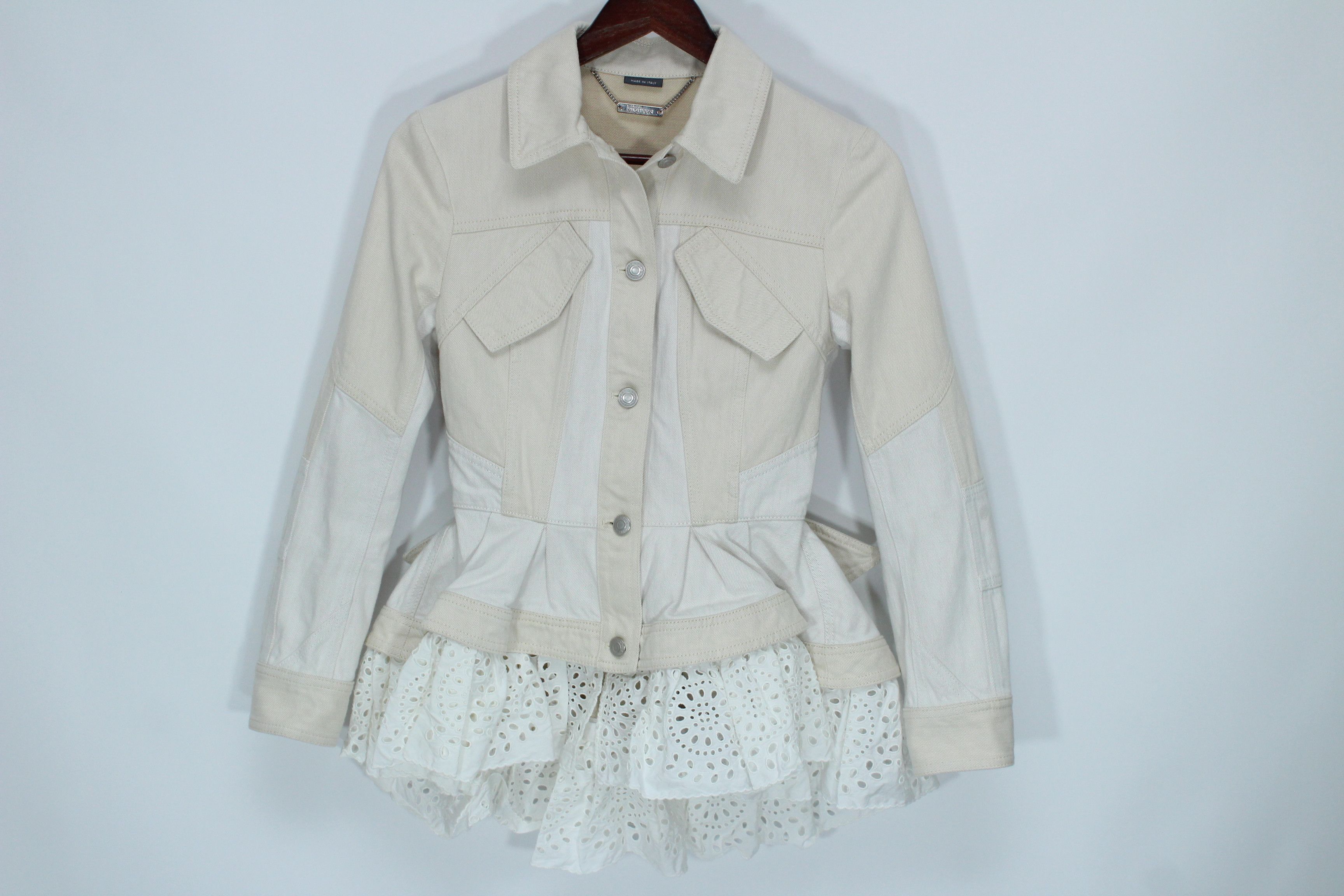 Alexander McQueen Alexander McQueen Ruffled Peplum Lace Denim Jacket IT 40 Size S / US 4 / IT 40 - 4 Thumbnail