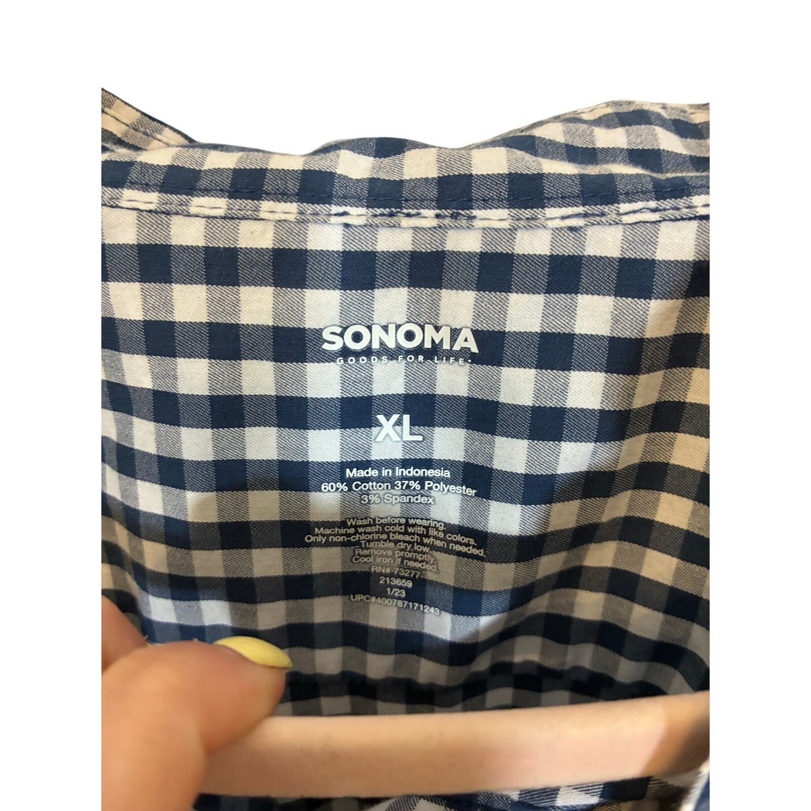 Sonoma Sonoma XL Navy White Gingham Button Down Equestrian Cowboy Size XL / US 12-14 / IT 48-50 - 2 Thumbnail
