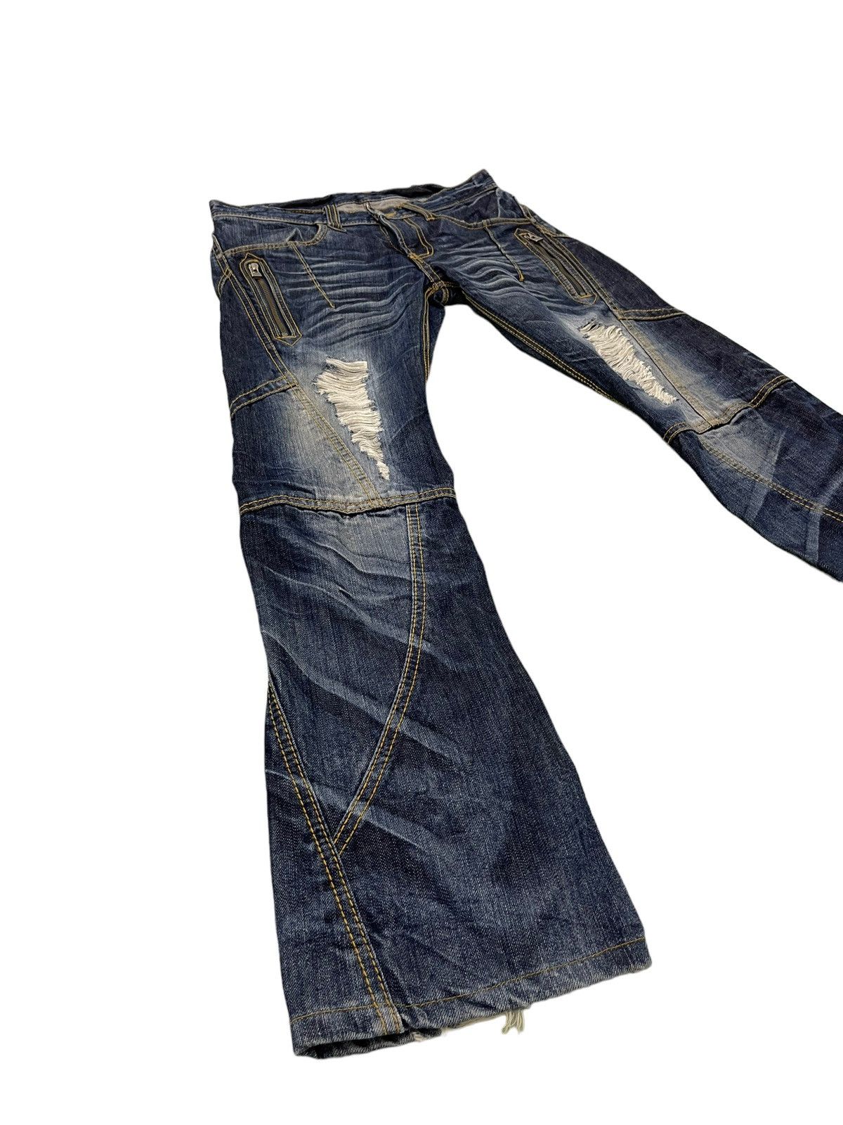 Japanese Brand Slim Jeans Hagi Denim Hideaways Faded Distress Low Rise 6🟦4 Size US 31 - 1 Thumbnail