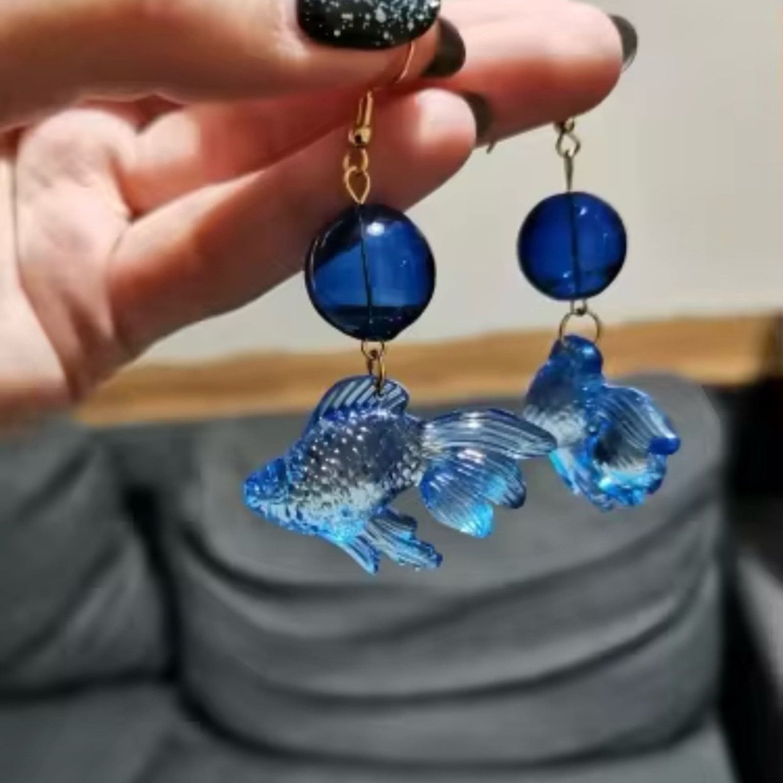 Other Designer Goldfish Dangle Earrings Sweet Resin Fish Drop Size ONE SIZE - 2 Thumbnail