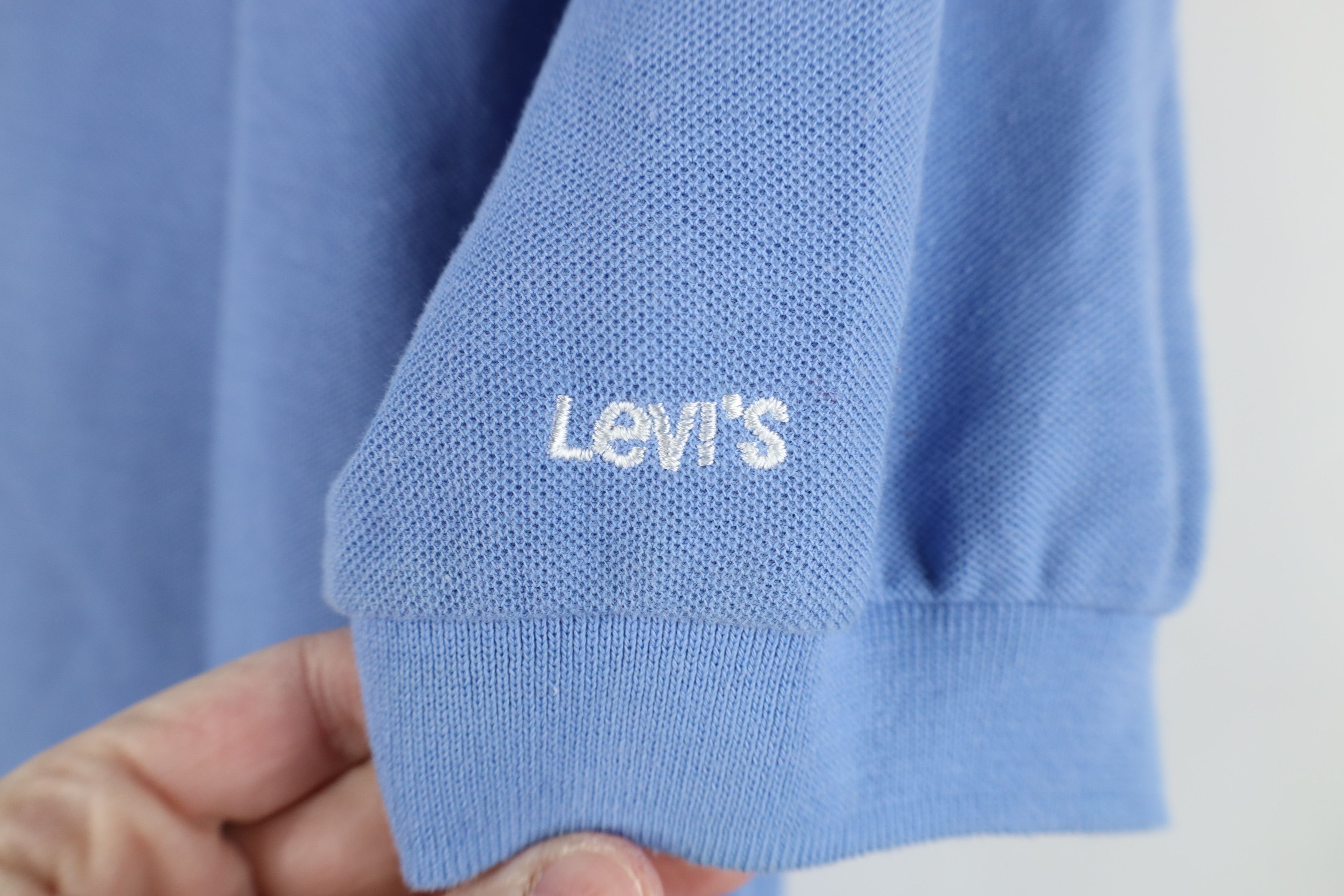 Levi's Vintage 80s Levis Spell Knit Collared Golf Polo Shirt Blue Size US L / EU 52-54 / 3 - 4 Thumbnail