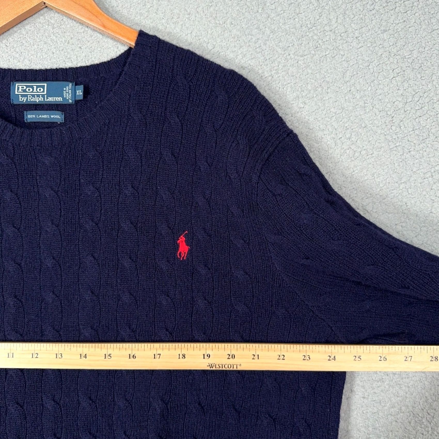 Polo Ralph Lauren VINTAGE Polo Ralph Lauren Cable Knit Wool Sweater Mens XL Navy Blue 90s Polo Ralph Lauren Mens XL Navy Lambswool Cable-Knit Pullover Crew Neck Logo Size US XL / EU 56 / 4 - 7 Thumbnail