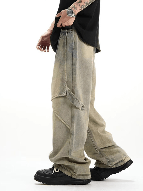 Japanese Brand × Jean Men's distressed washed loose American cargo jeans Size US 32 / EU 48 - 4 Thumbnail