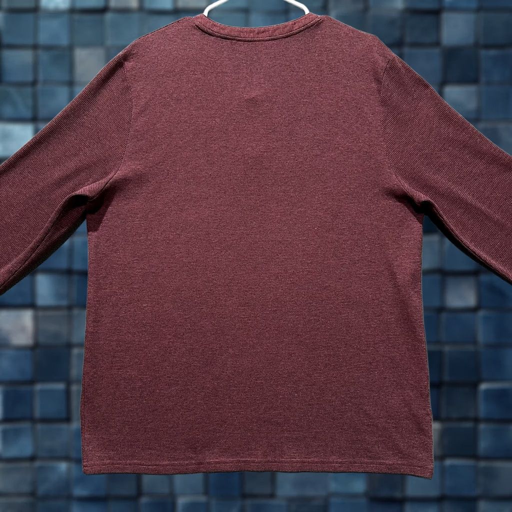 TravisMathew Travis Mathew Shirt Mens XL Red Henley Long Sleeve Waffle Knit Cotton Blend Thermal Button Size US XL / EU 56 / 4 - 1 Thumbnail