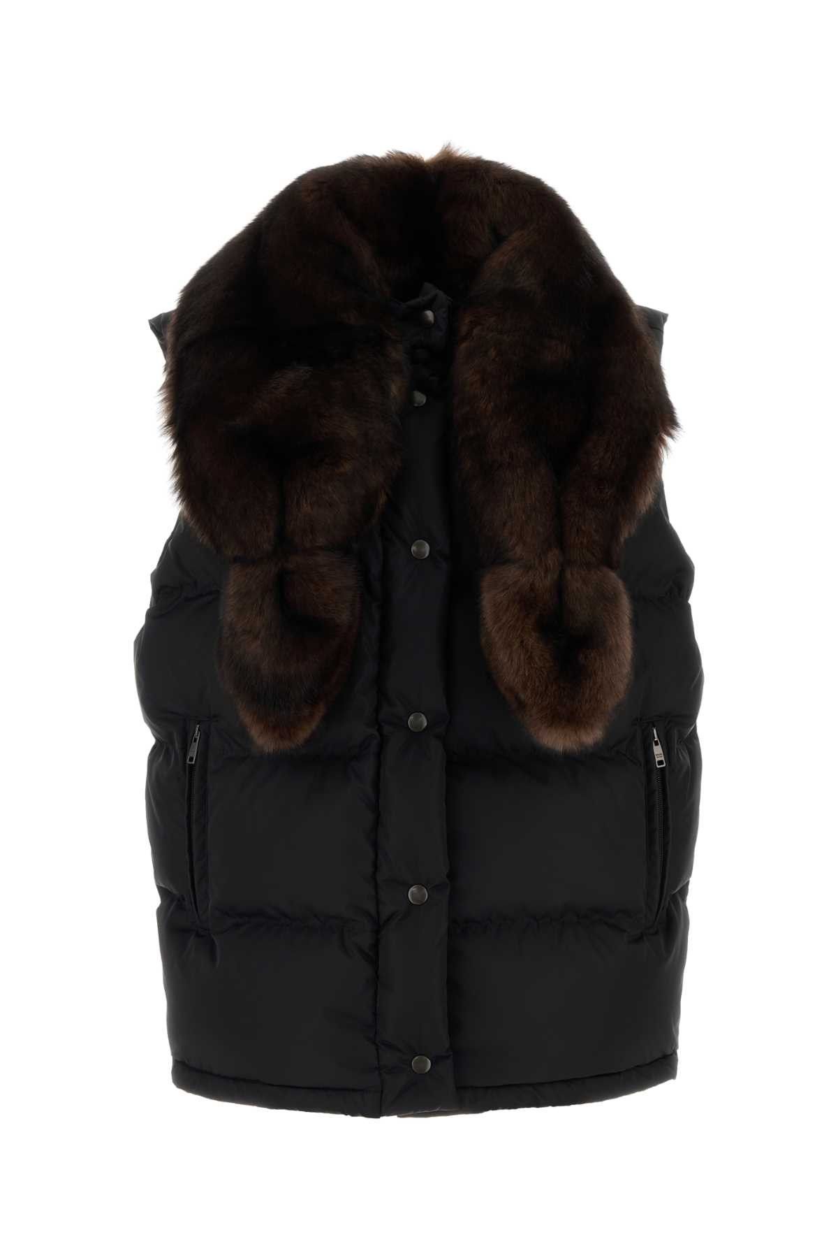 Prada Black Re-Nylon Sleeveless Down Jacket Size XS / US 0-2 / IT 36-38 - 1 Thumbnail