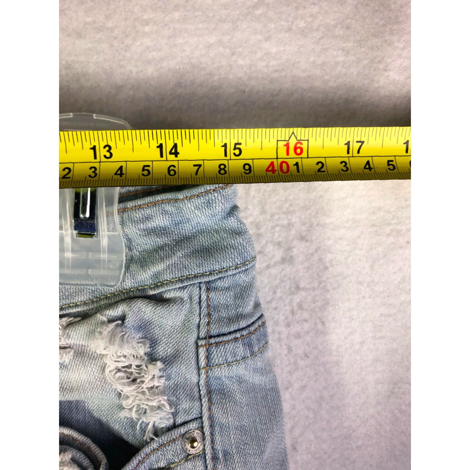 Denime Soundgirl Distressed Mid Rise Cuffed Juniors Size 11 30" Waist Blue Denim Short Size 30" / US 8 / IT 44 - 2 Thumbnail