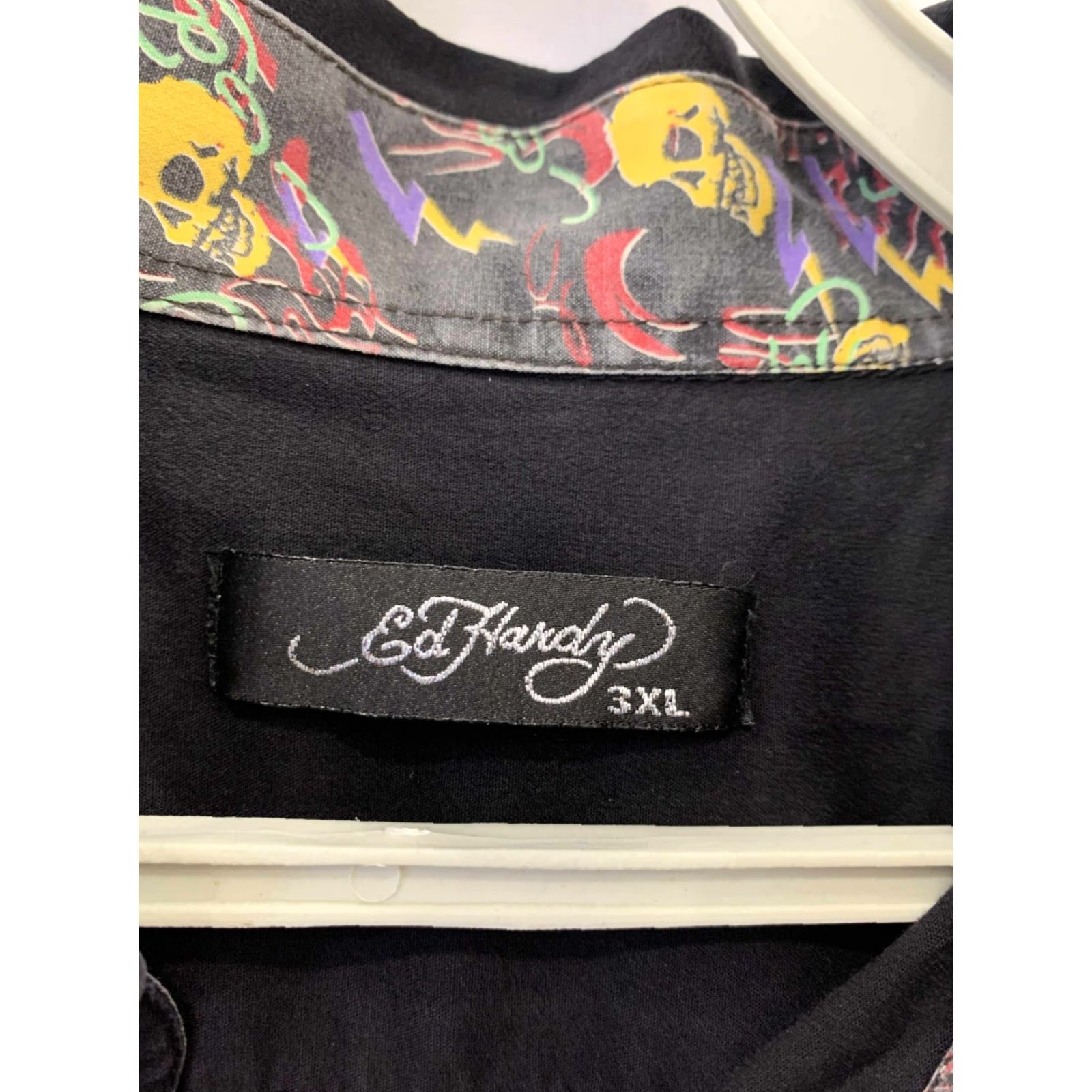 Ed Hardy Ed Hardy by Christian Audigier Men’s Button-Down Shirt 3XL Black Skull Flames Biker Graphic Shirt Mens Size US XXL / EU 58 / 5 - 3 Thumbnail