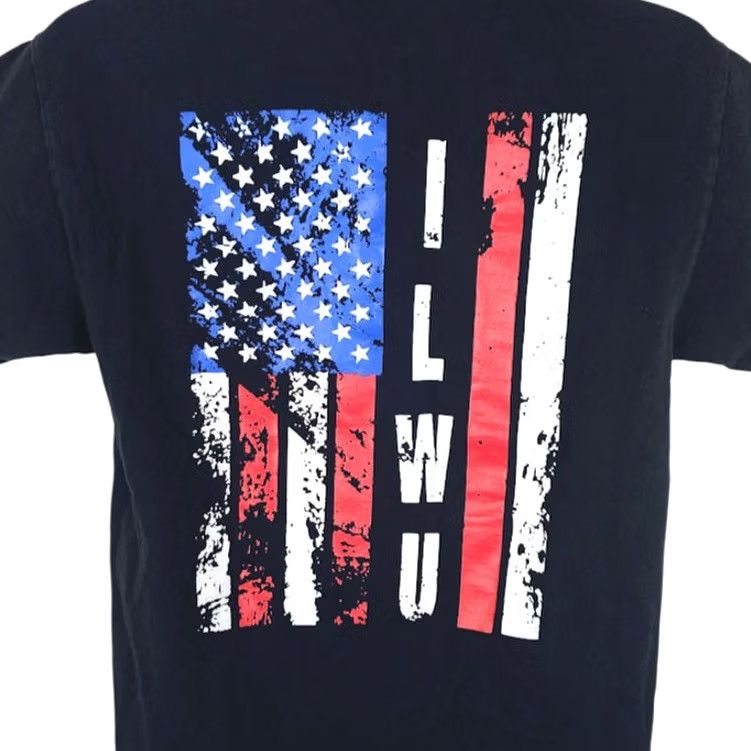 Vintage VINTAGE American Flag T Shirt Mens Size Large Black ILWU Labor Union Size US L / EU 52-54 / 3 - 2 Thumbnail