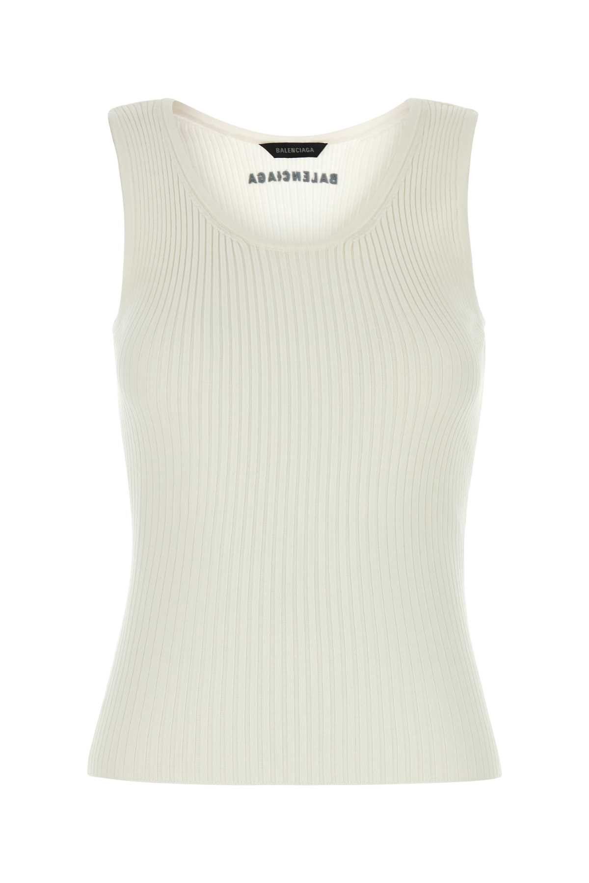 Balenciaga White Stretch Wool Blend Tank Top Size S / US 4 / IT 40 - 1 Thumbnail