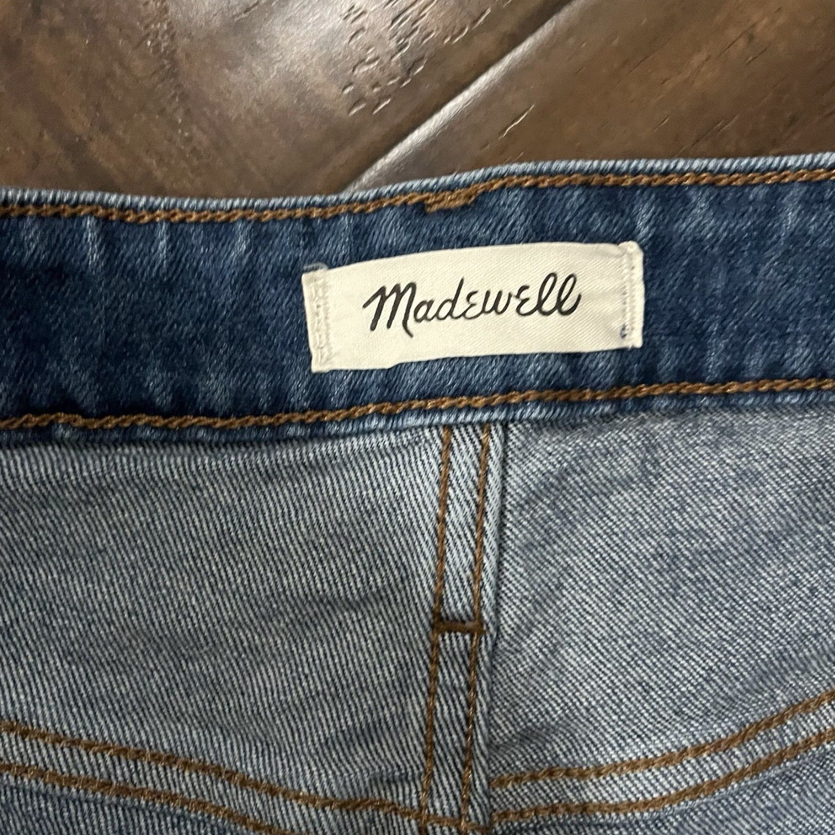 Madewell Madewell Jeans Womens 32x28 High Rise Blue Whiskers Distressed Pockets Stretch Jeans Straight 32 Regular Womens Size 24" / US 00 / IT 34 - 6 Thumbnail