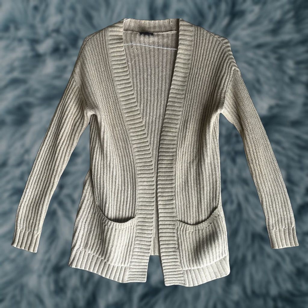 Express Express Womens Cardigan Open Front XSmall Tan Beige Knit Pocket Pockets Ivory Cotton Lightweight All Seasons Sweater Woman size XS Size XS / US 0-2 / IT 36-38 - 1 Thumbnail
