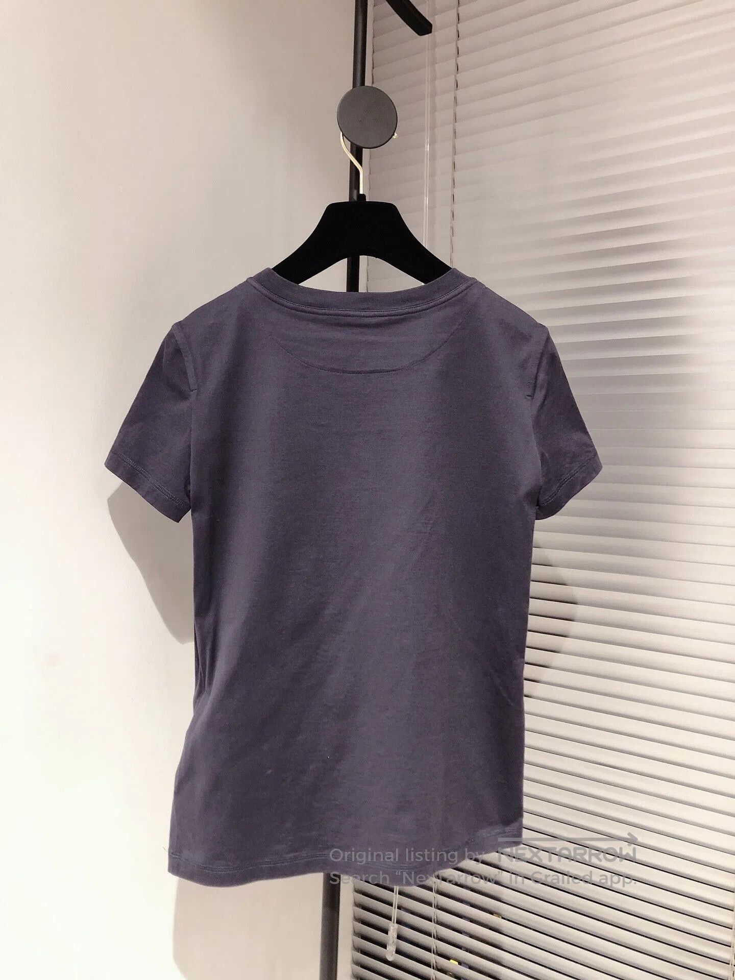 Hermes Blue Embroidered Pocket T-shirt.