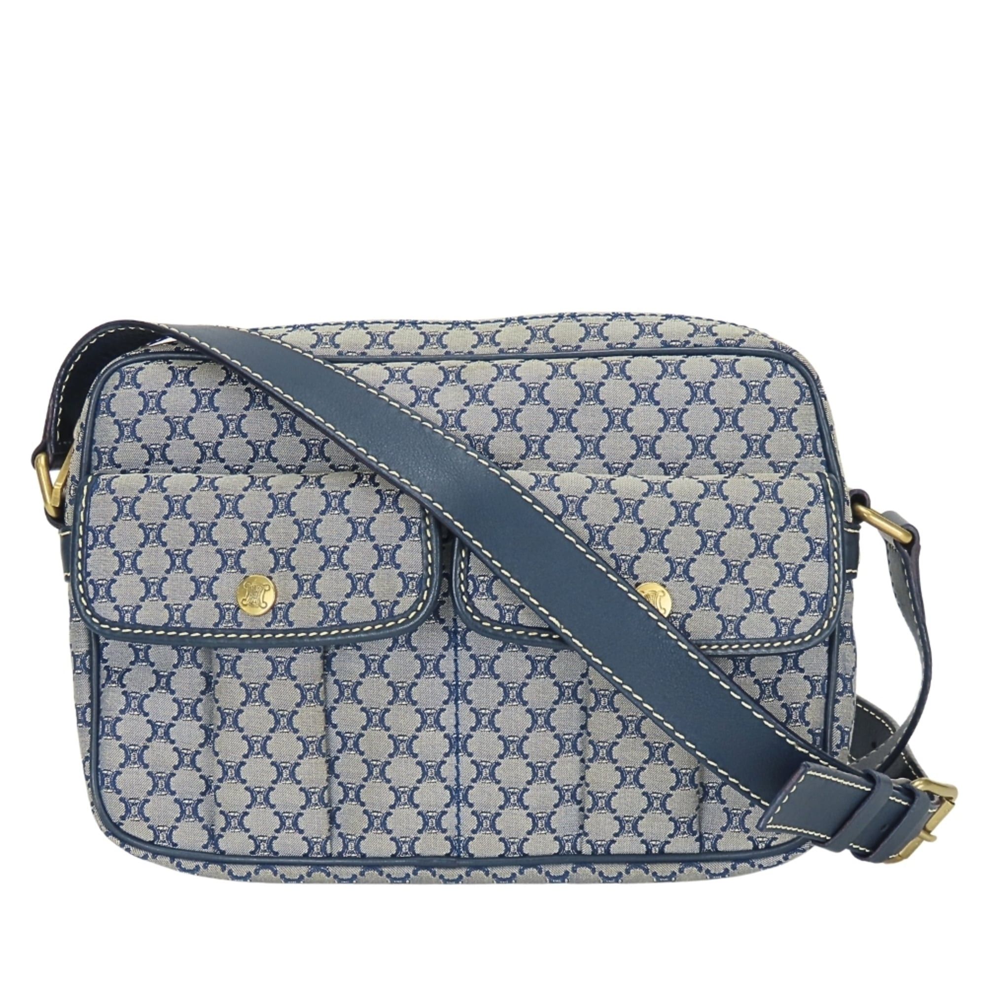 Celine Celine Macadam Shoulder Bag CE00 24 Canvas Leather Navy Women's CELINE Size ONE SIZE - 1 Thumbnail