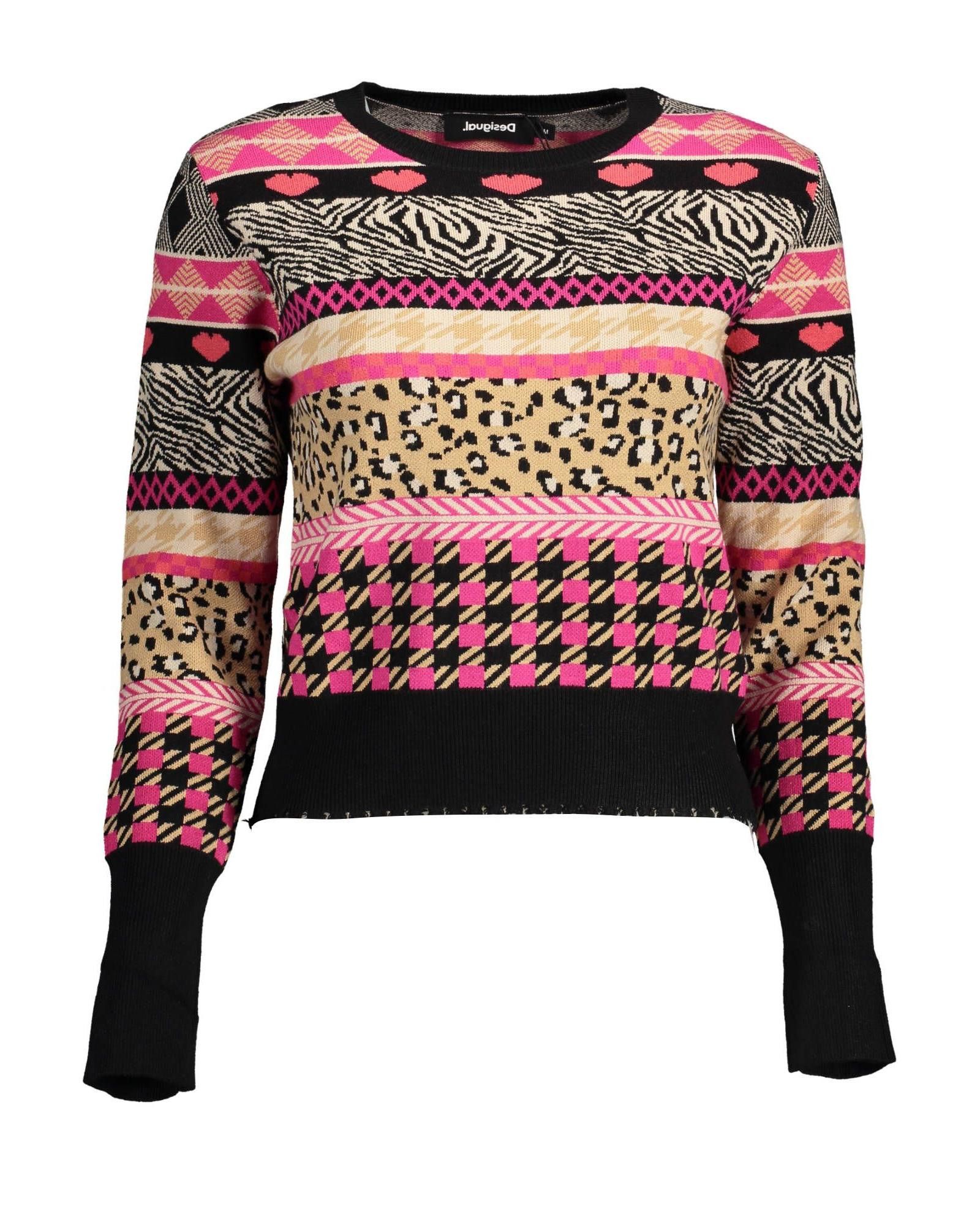 image of Desigual Contrasting Detail Long-Sleeve Shirt in Black, Women's (Size XL)