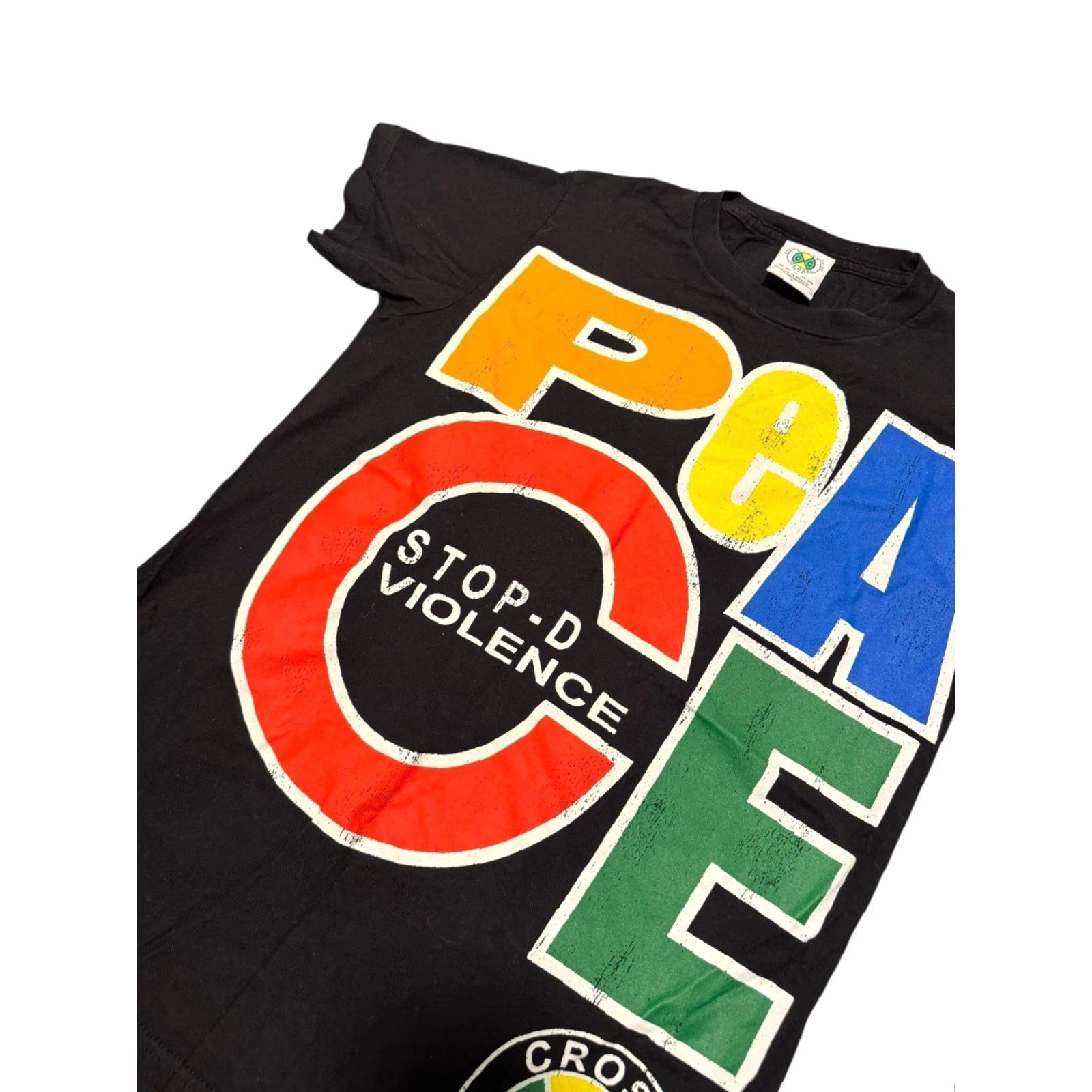 Vintage VINTAGE Cross Colours PEACE Stop-D the Violence Hip Hop Nation Men’s SML Rap Tee Shirt Short Sleeve Black Cotton Logo 90s Hip Hop Mens Size US S / EU 44-46 / 1 - 5 Thumbnail
