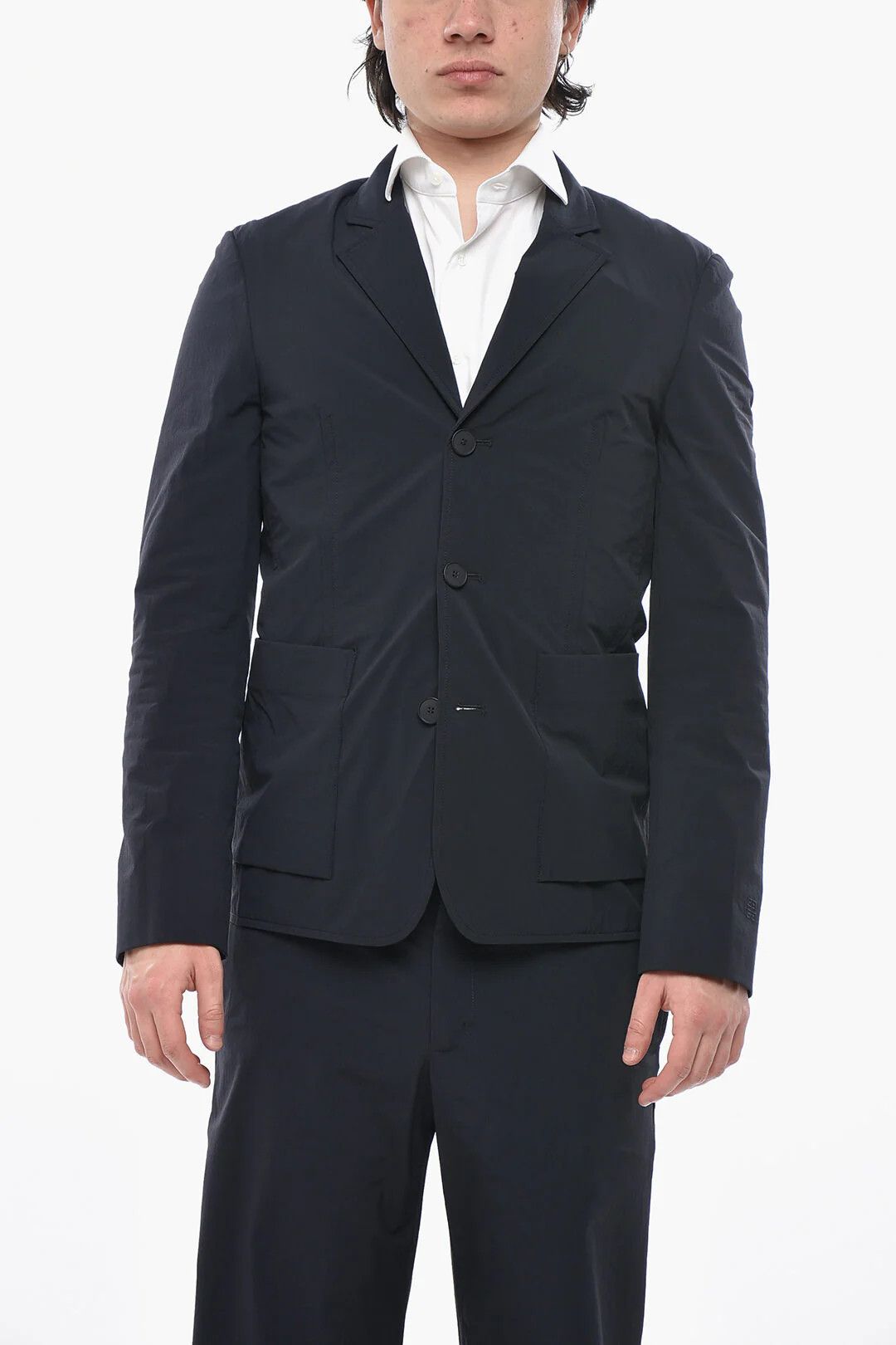 Givenchy og1mm0326 Unlined Stretch Nylon Blazer in Blue Size US S / EU 44-46 / 1 - 1 Thumbnail