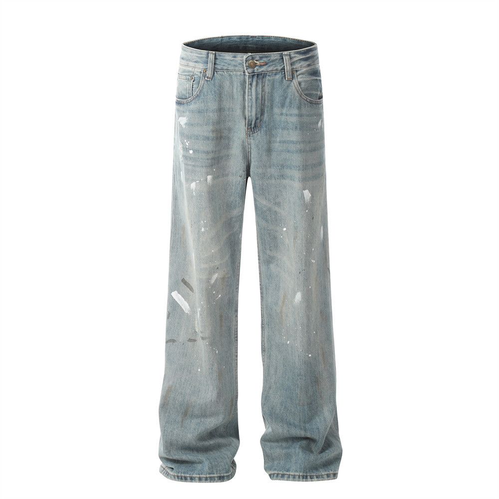 Japanese Brand × Jean Men's punk trend loose washed wide-leg ink-splashed jeans Size US 32 / EU 48 - 1 Thumbnail