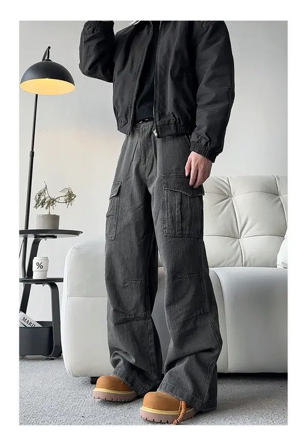 Jean Arisawa x Kaori Multi Pocket Cargo Loose Wide Leg Jeans Size US 32 / EU 48 - 6 Thumbnail