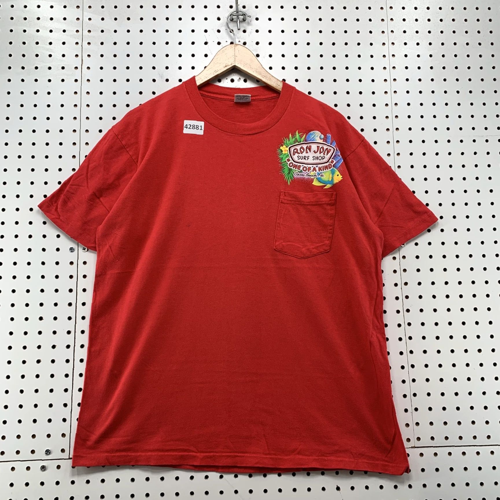 Ron Jon Surf Shop VINTAGE Ron Jon Surf Shop Pocket T-Shirt Mens XL Red 80s Beach Single Stitch Size US XL / EU 56 / 4 - 2 Thumbnail