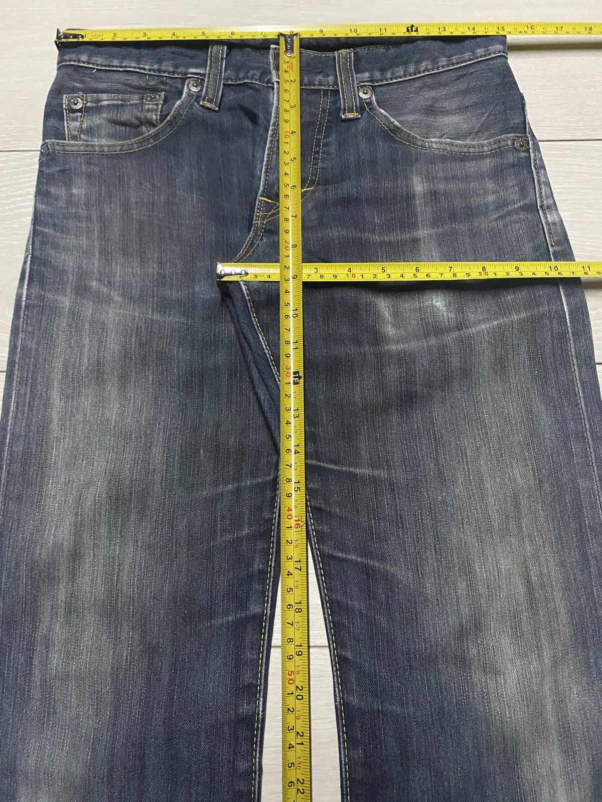 If Six Was Nine Vintage Edwin 503 Blue Trip Flare Bootcut Jeans Size US 30 / EU 46 - 15 Thumbnail