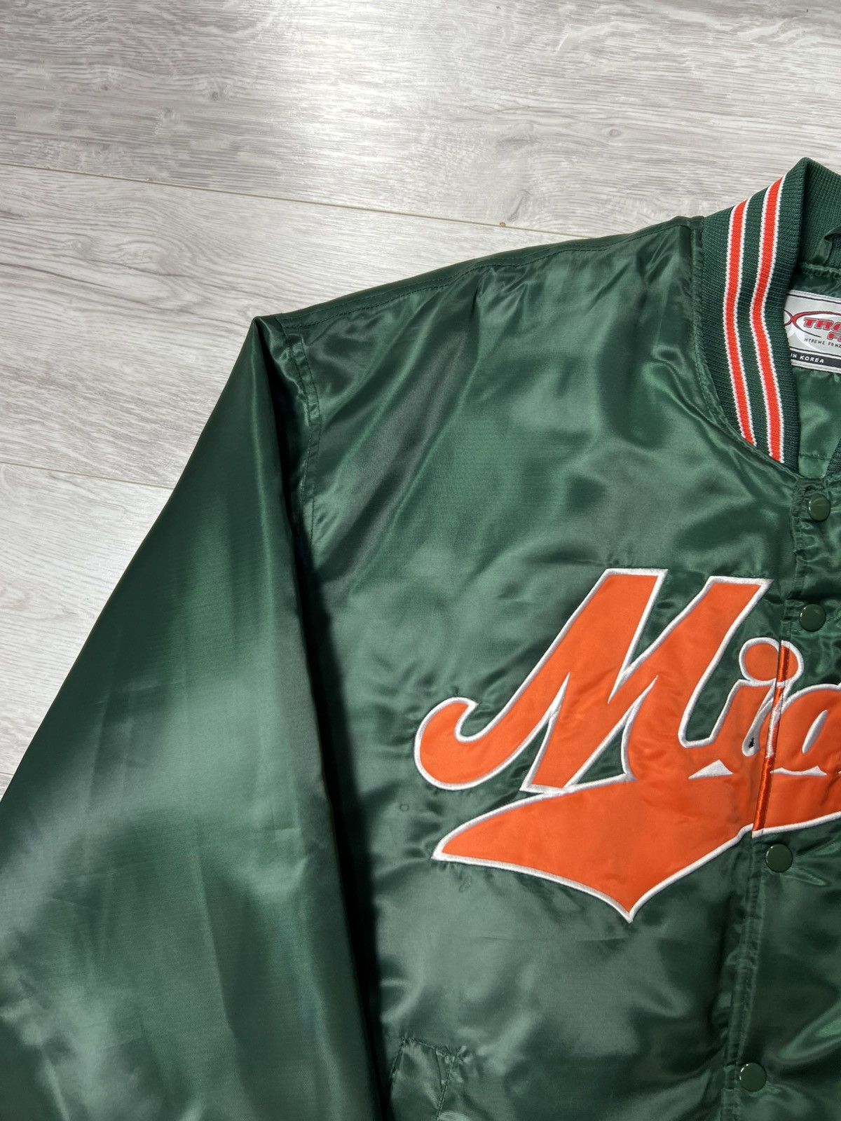 Starter Vintage 90s NCAA Miami Hurricanes Satin Snap Bomber Jacket Size US XL / EU 56 / 4 - 5 Thumbnail