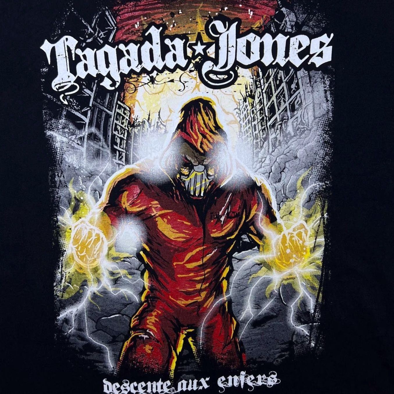 Fruit Of The Loom Tagada Jones Descente Aux Enfers Black T-Shirt Large Mens Band Size US L / EU 52-54 / 3 - 3 Thumbnail
