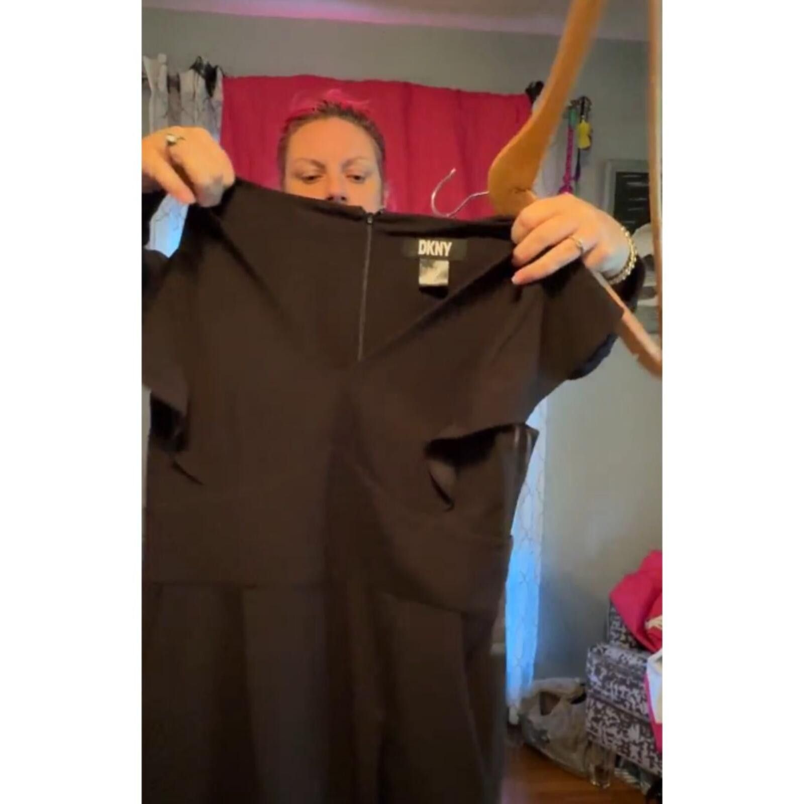 DKNY DKNY Black Ruffle Flutter Sleeve - Jumpsuit Pockets Size 32" / US 10 / IT 46 - 3 Thumbnail