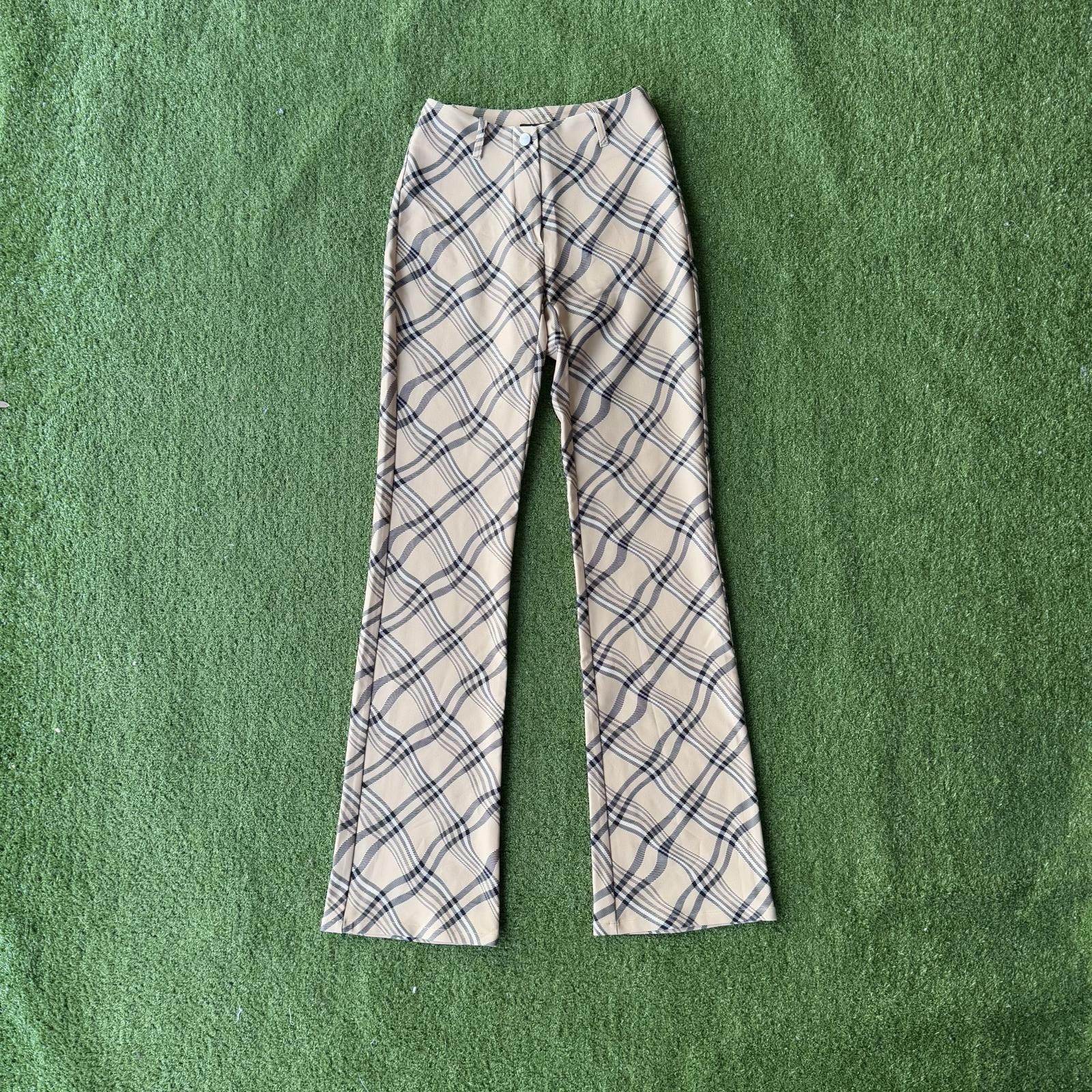Designer .AM.GIA Checkered Flared Pants - XXS Size ONE SIZE - 1 Thumbnail