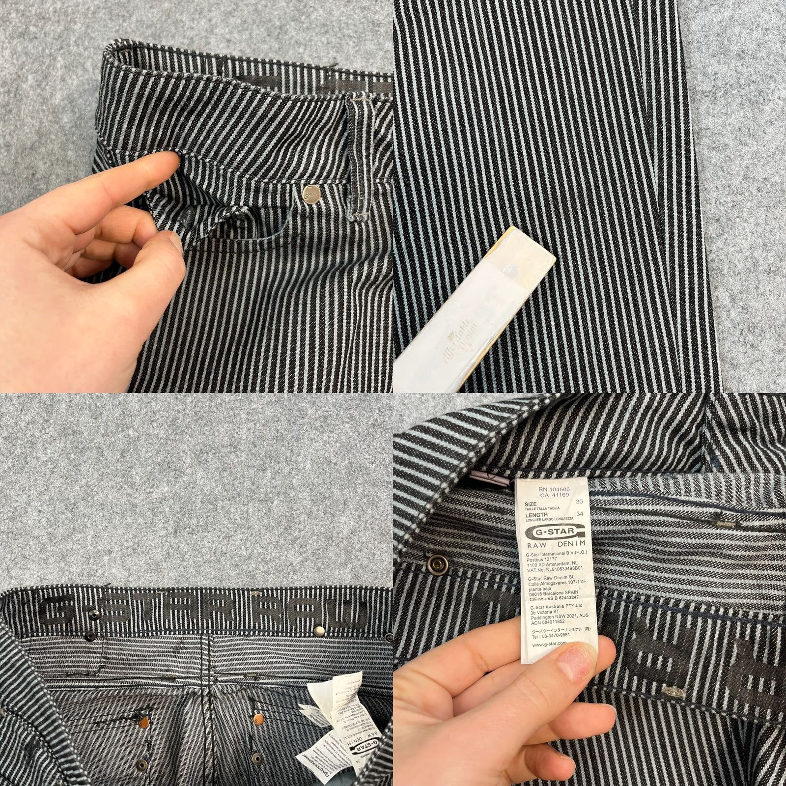 G-Star G-Star Womens Jeans Straight 30 34 UK 10 Striped Low Rise Y2K Cinch Buckle Jeans Size 32" / US 10 / IT 46 - 8 Thumbnail