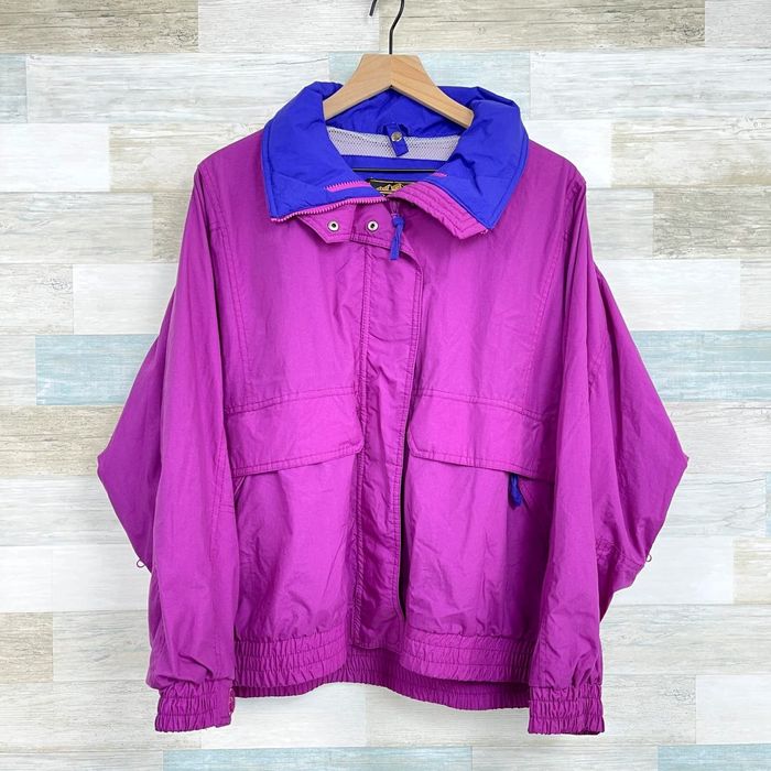 Eddie Bauer Eddie Bauer VTG Rain Jacket Purple Hood Waterproof