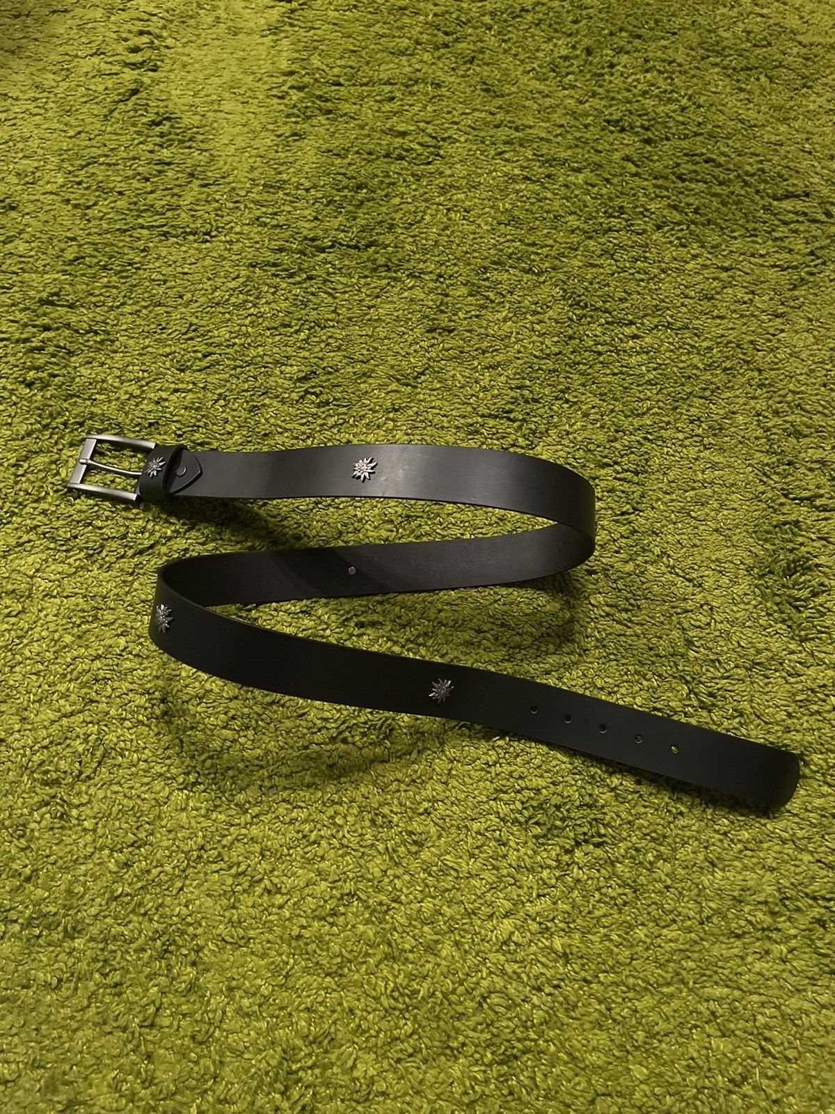 Cowboy Equipment × Genuine Leather × Vintage Western cowboy style real leather Edelweiss logo belt Size 38 - 1 Thumbnail
