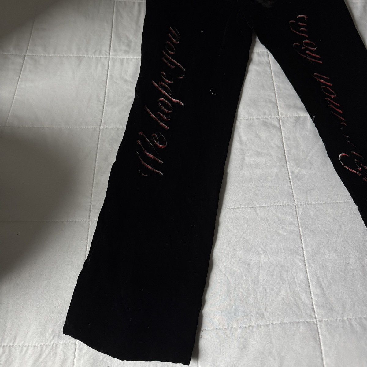 Vintage Vintage goth black & red velvet pants Size US 31 - 6 Thumbnail