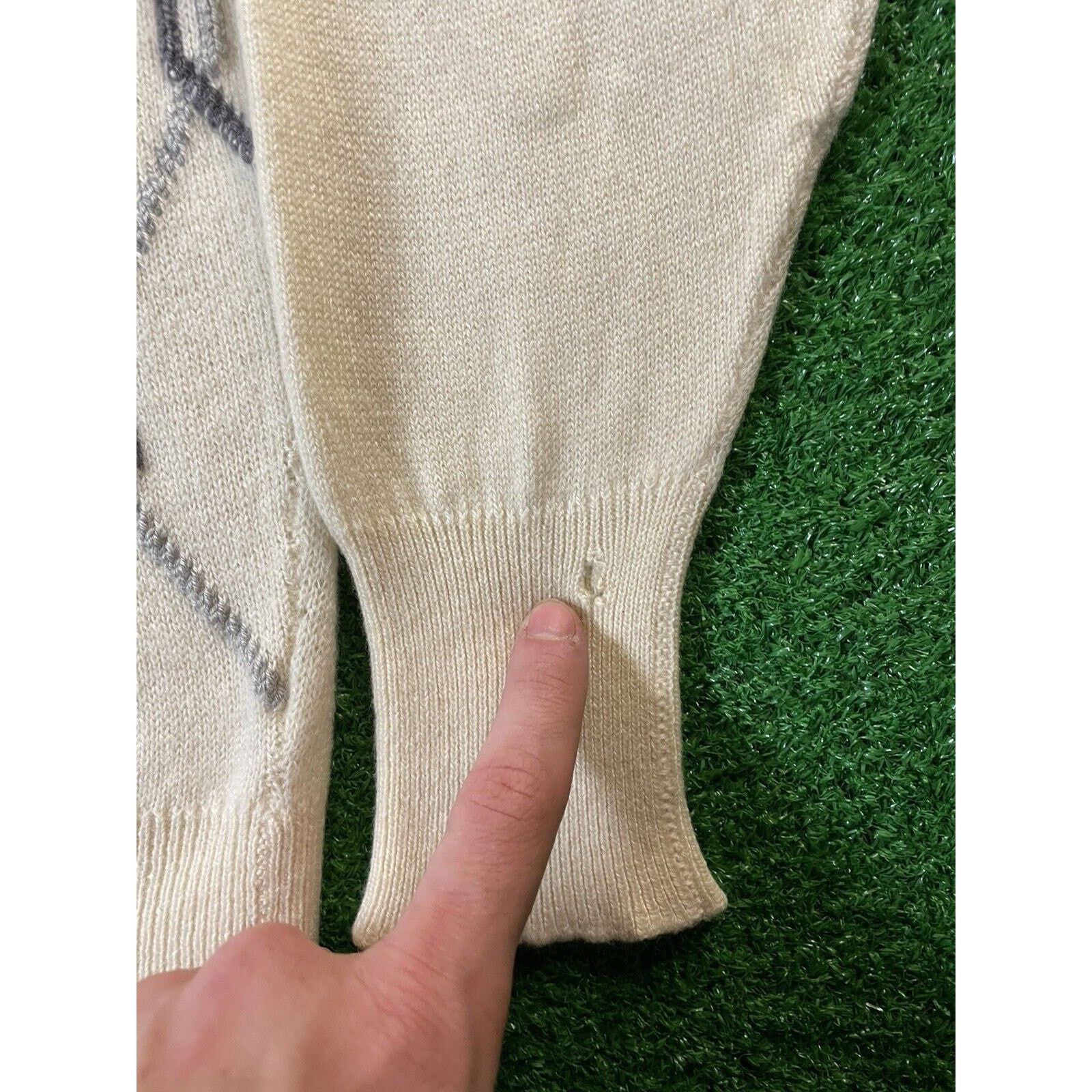 Vintage Vintage 50s Cashmere Knit Chain Link Textured Cream Sweater Size S / US 4 / IT 40 - 3 Thumbnail