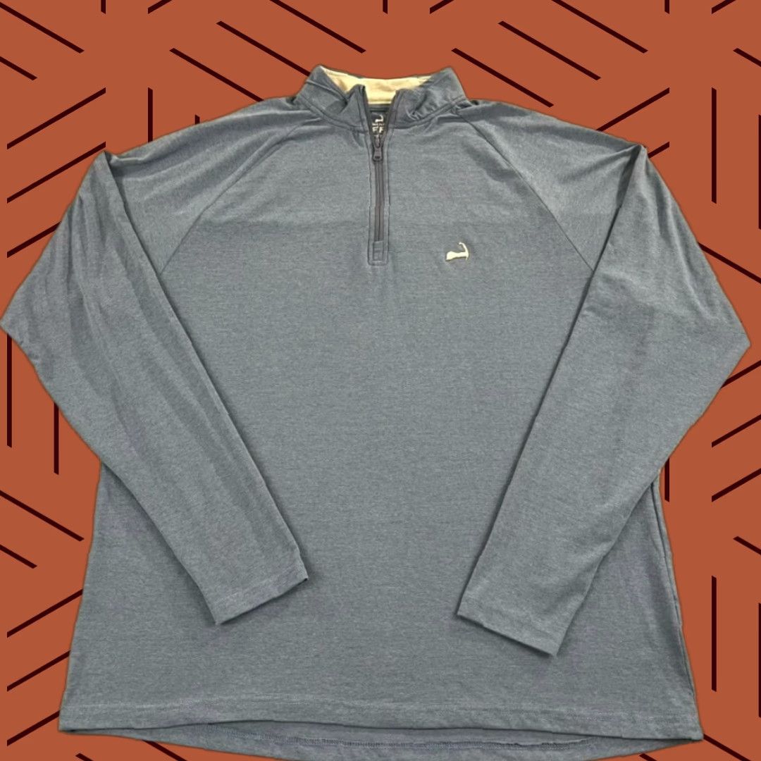 Vintage CUFFYS Cape Cod Pullover Men Extra Large Blue 1/4 Zip Sweater Stretch Mock L/S Jacket Size US XL / EU 56 / 4 - 1 Thumbnail