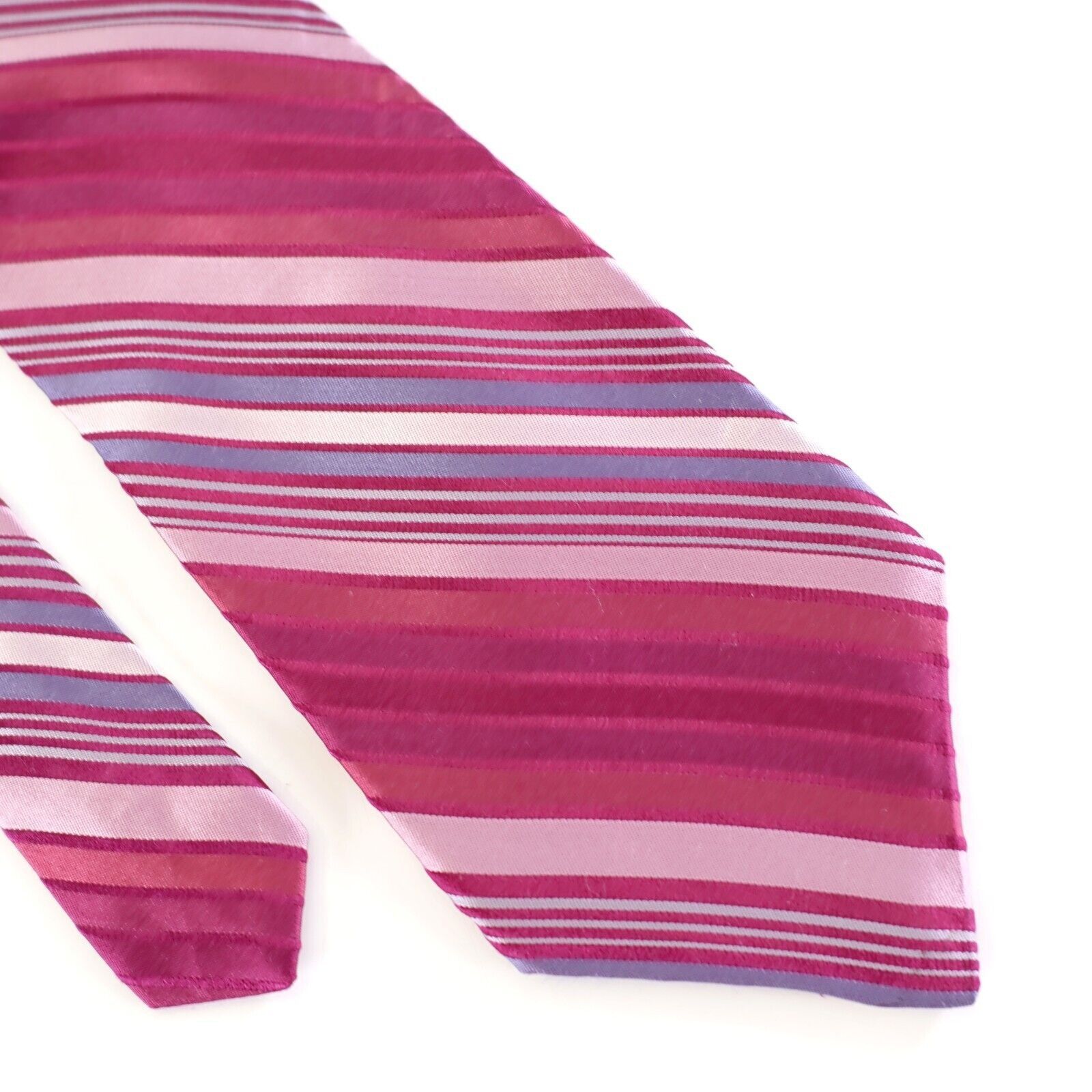 Perry Ellis Perry Ellis Portfolio Pink Magenta Woven Striped Silk Tie Size ONE SIZE - 1 Thumbnail