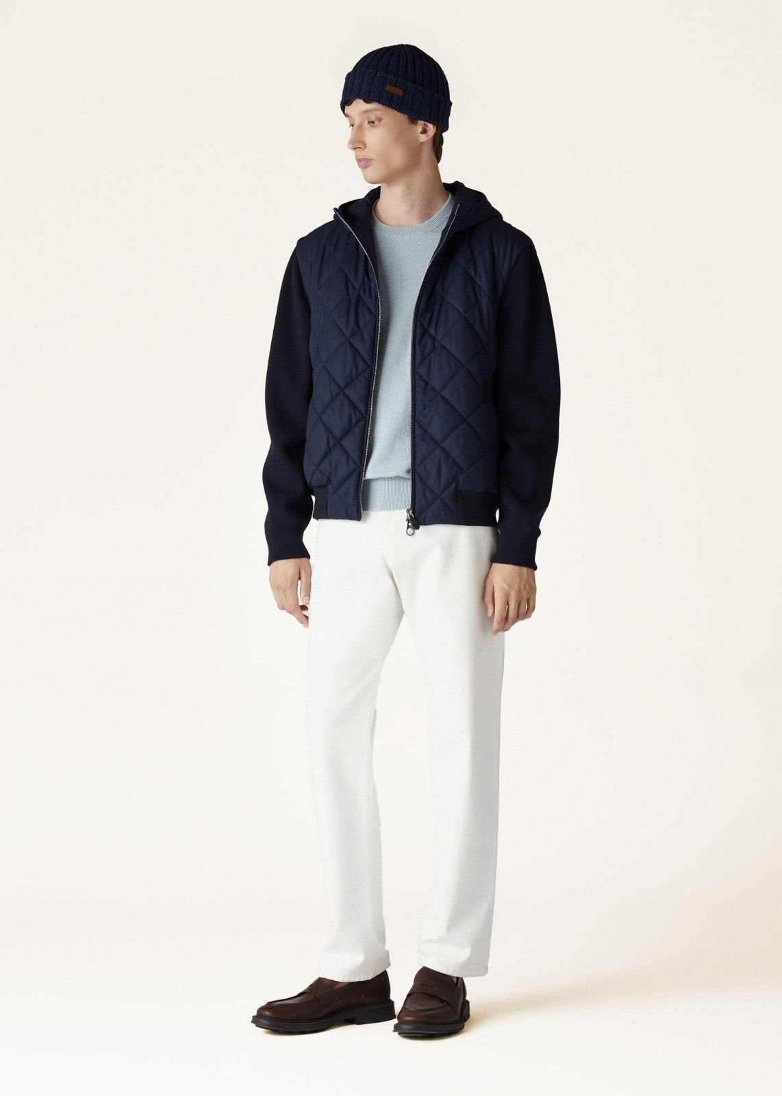 Loro Piana o1srvl11e0125 Ampay Hooded Bomber Jacket in Navy Blue Size US S / EU 44-46 / 1 - 5 Thumbnail