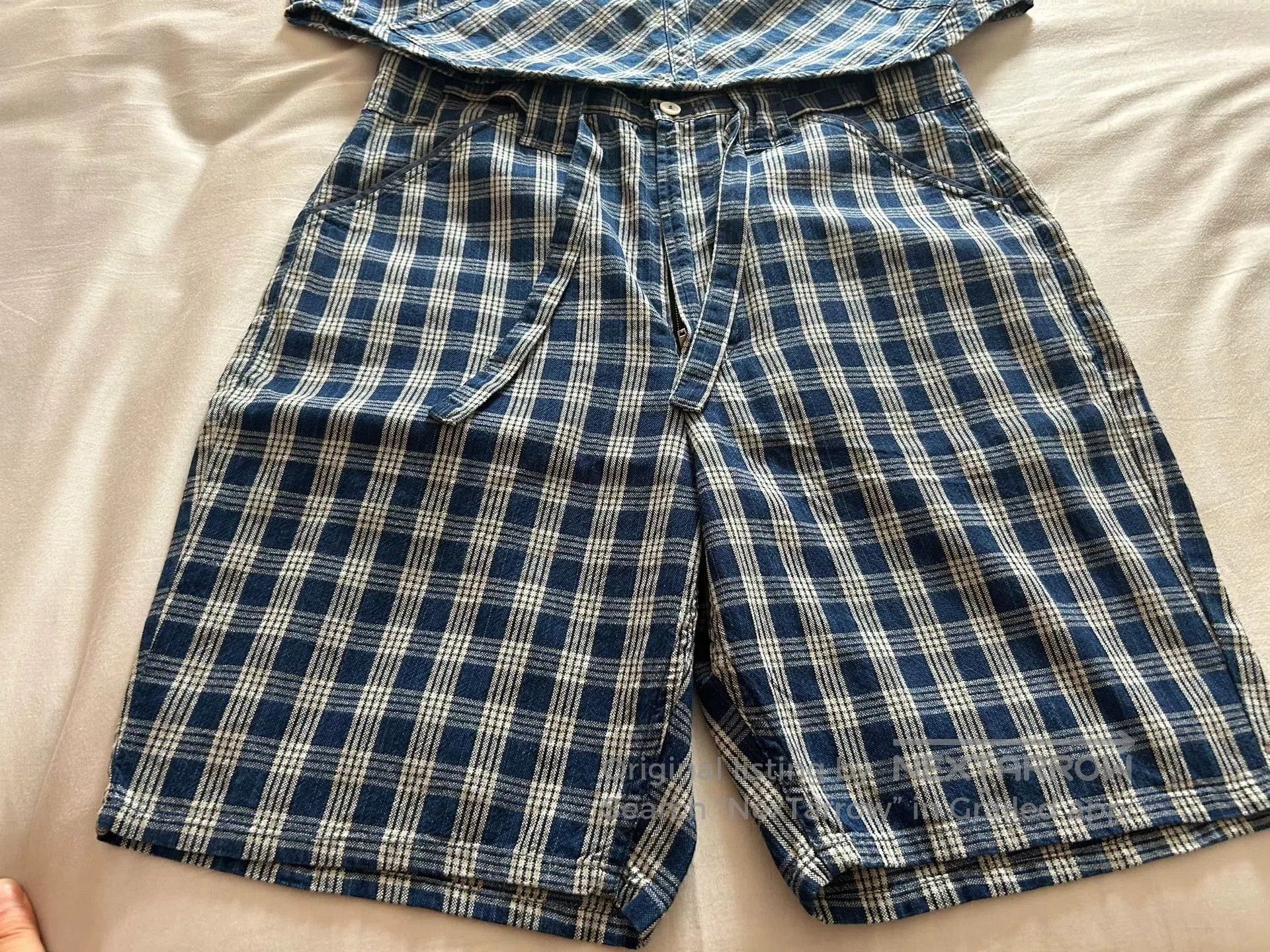 Porter Classic blue checkered summer outfit set. Size 23" - 2 Thumbnail