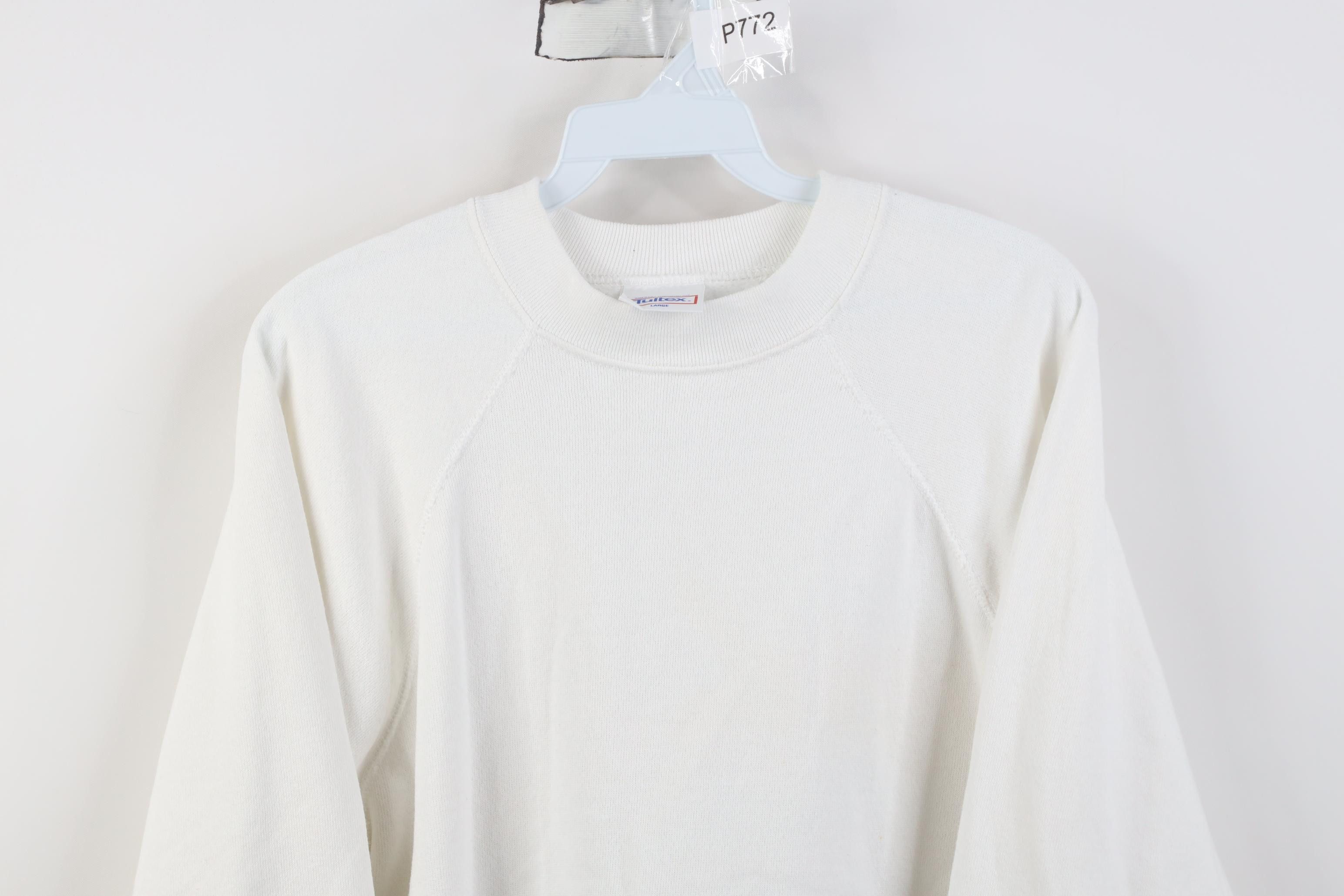 Vintage Vintage 90s Streetwear Raglan Crewneck Sweatshirt White USA Size L / US 10 / IT 46 - 2 Thumbnail
