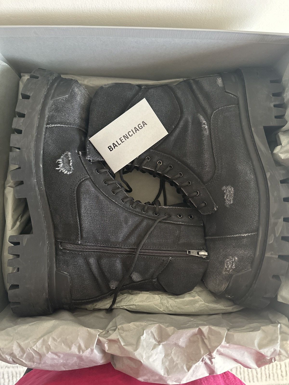 Balenciaga Balenciaga Black Combat Canvas Strike Boots Size US 12 / EU 45 - 2 Thumbnail
