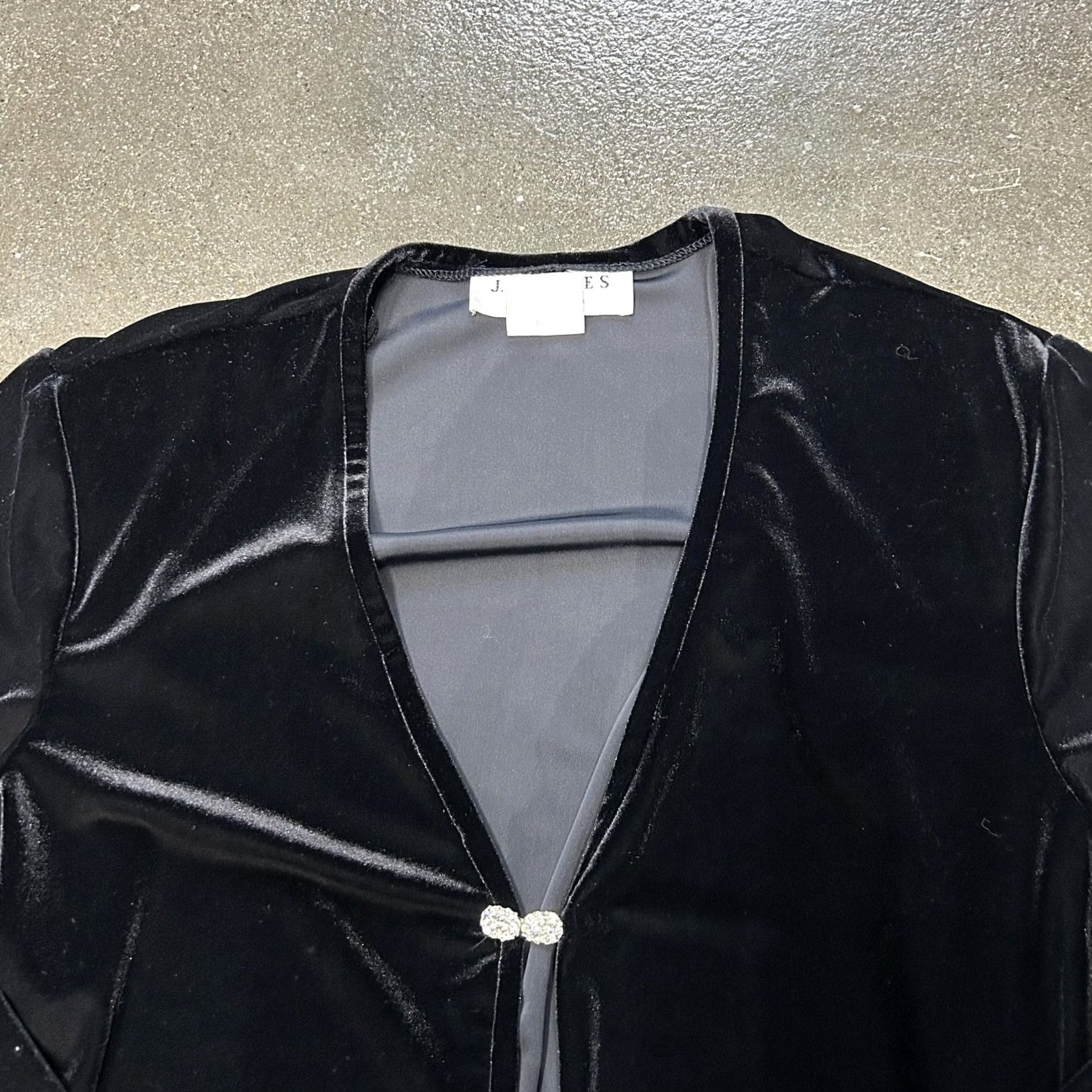 Velvet VINTAGE JR Nites By Caliendo Jacket Womens Large Black Velvet Long Sleeve Dressy Evening Size L / US 10 / IT 46 - 2 Thumbnail