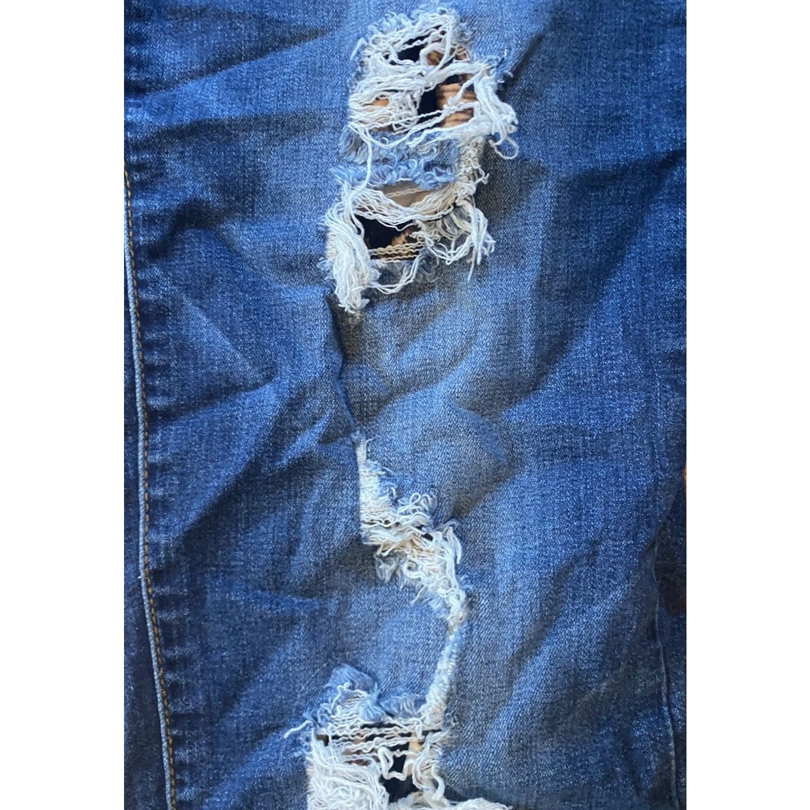 Kancan USA Kancan Mason Stretch Leopard Skinny Distressed Jeans 11/29 Size 29" - 9 Thumbnail