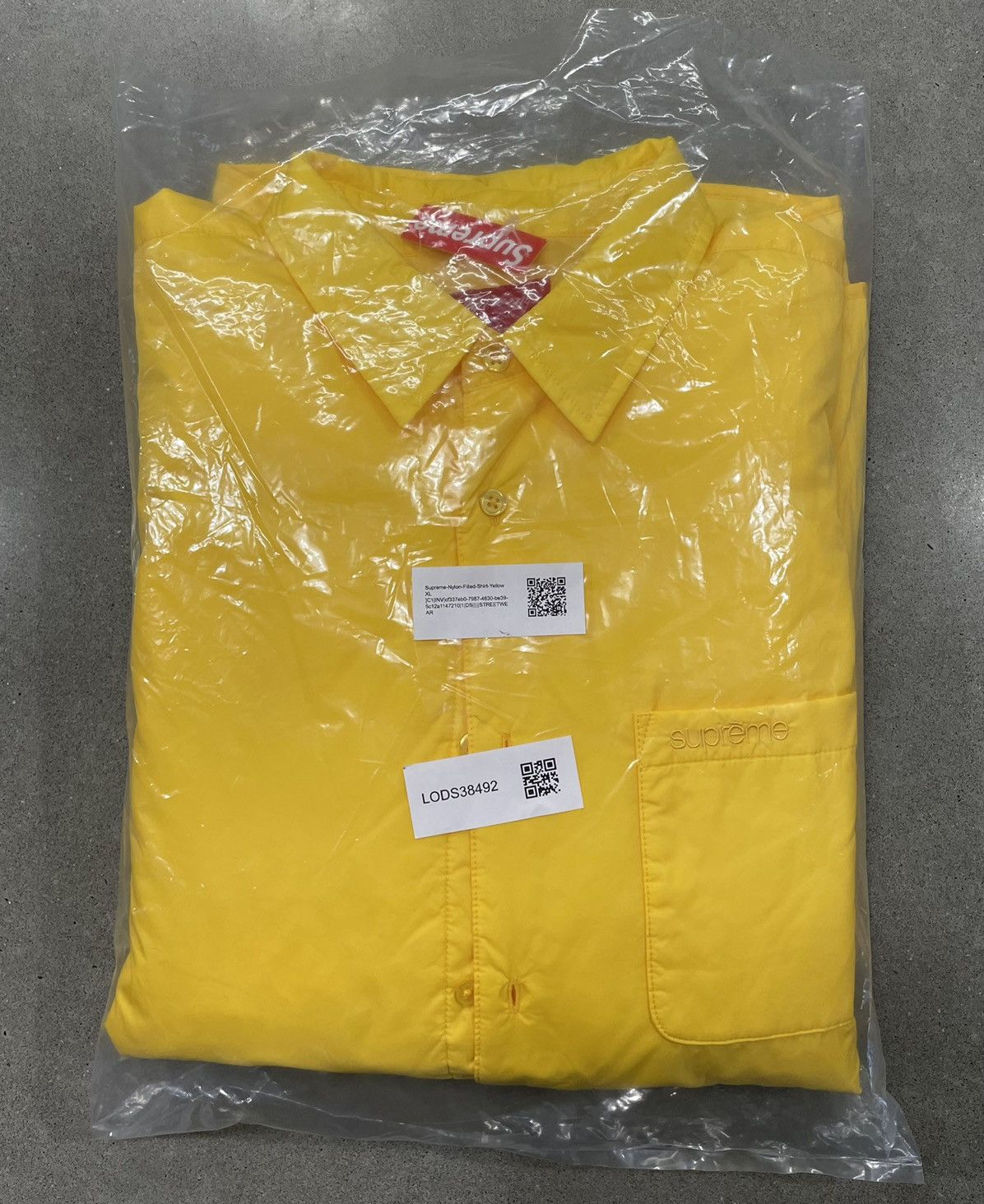 image of F/w 2022 Supreme Quilted Nylon Flannel Jacket in Yellow, Men's (Size XL)