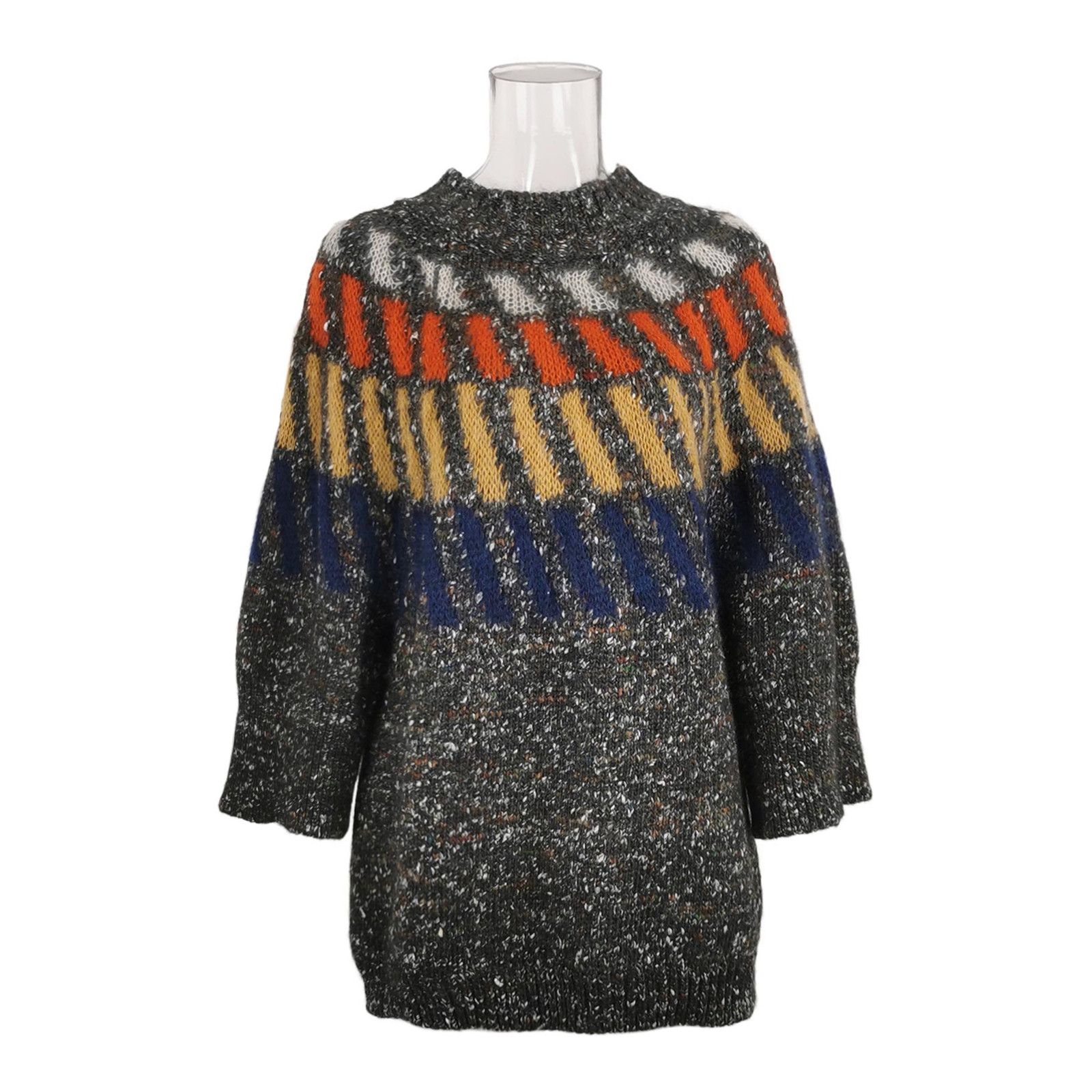 Japanese Brand Gray Multicolor Patterned Crew Neck Sweater Size M / US 6-8 / IT 42-44 - 1 Thumbnail