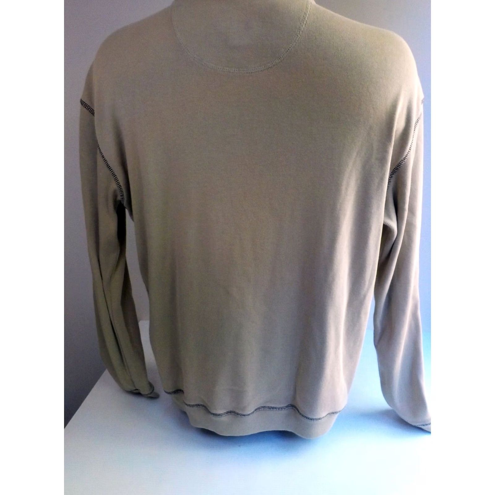 Nat Nast NAT NAST 1/4 Zip Pullover Sweater Beige with Black Stitching SZ LARGE Mens Size US L / EU 52-54 / 3 - 4 Thumbnail