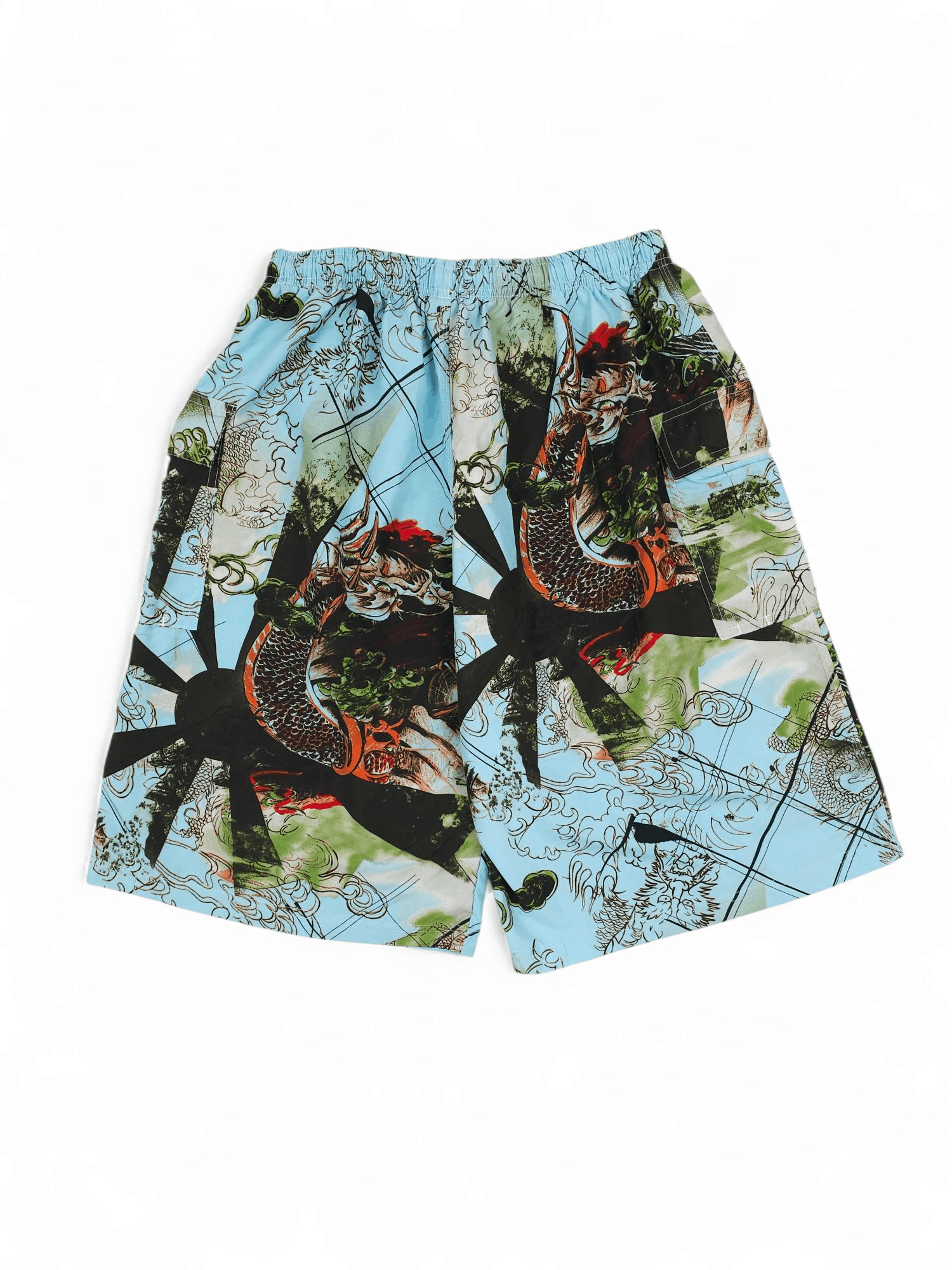 Other 💎 Vintage Crazy Y2K Relaxed Baggy Blue Shorts L Dragon Size US 34 / EU 50 - 4 Thumbnail
