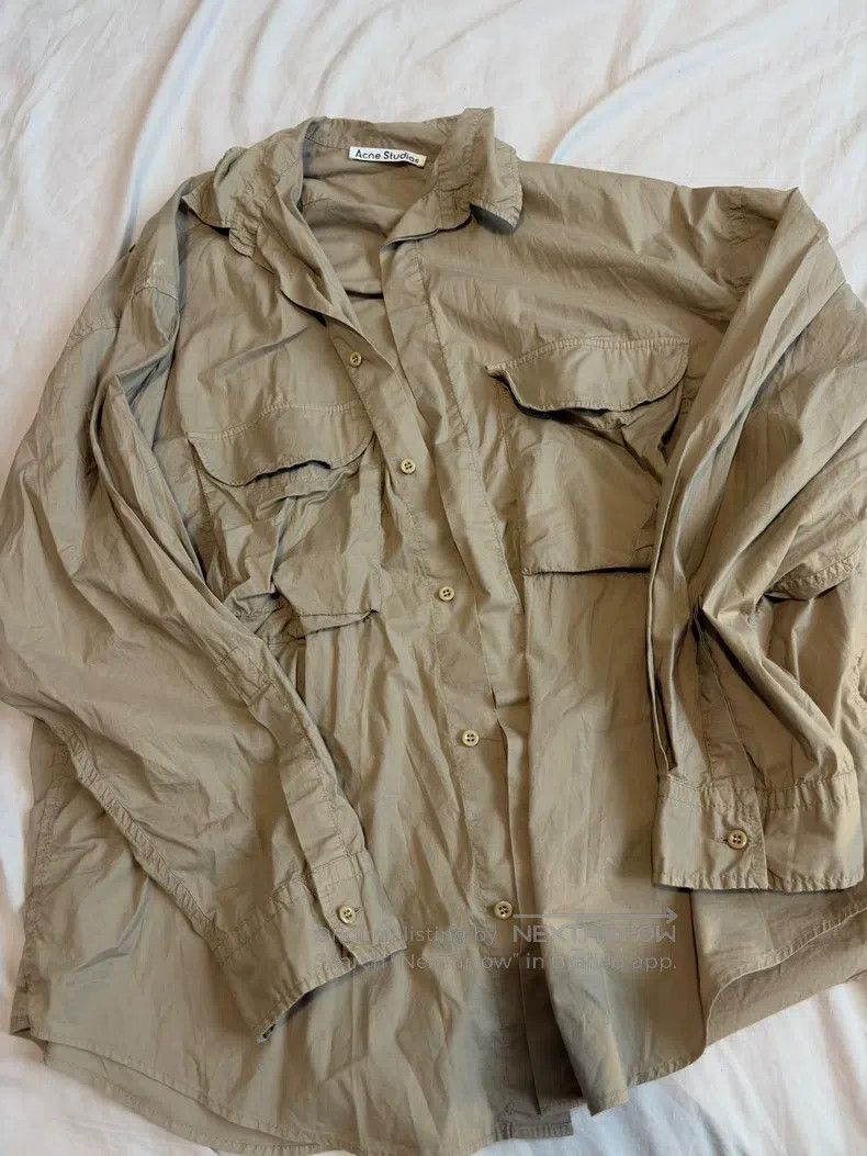 Acne Studios Acne Studios Khaki Cargo Shirt Size US M / EU 48-50 / 2 - 1 Thumbnail