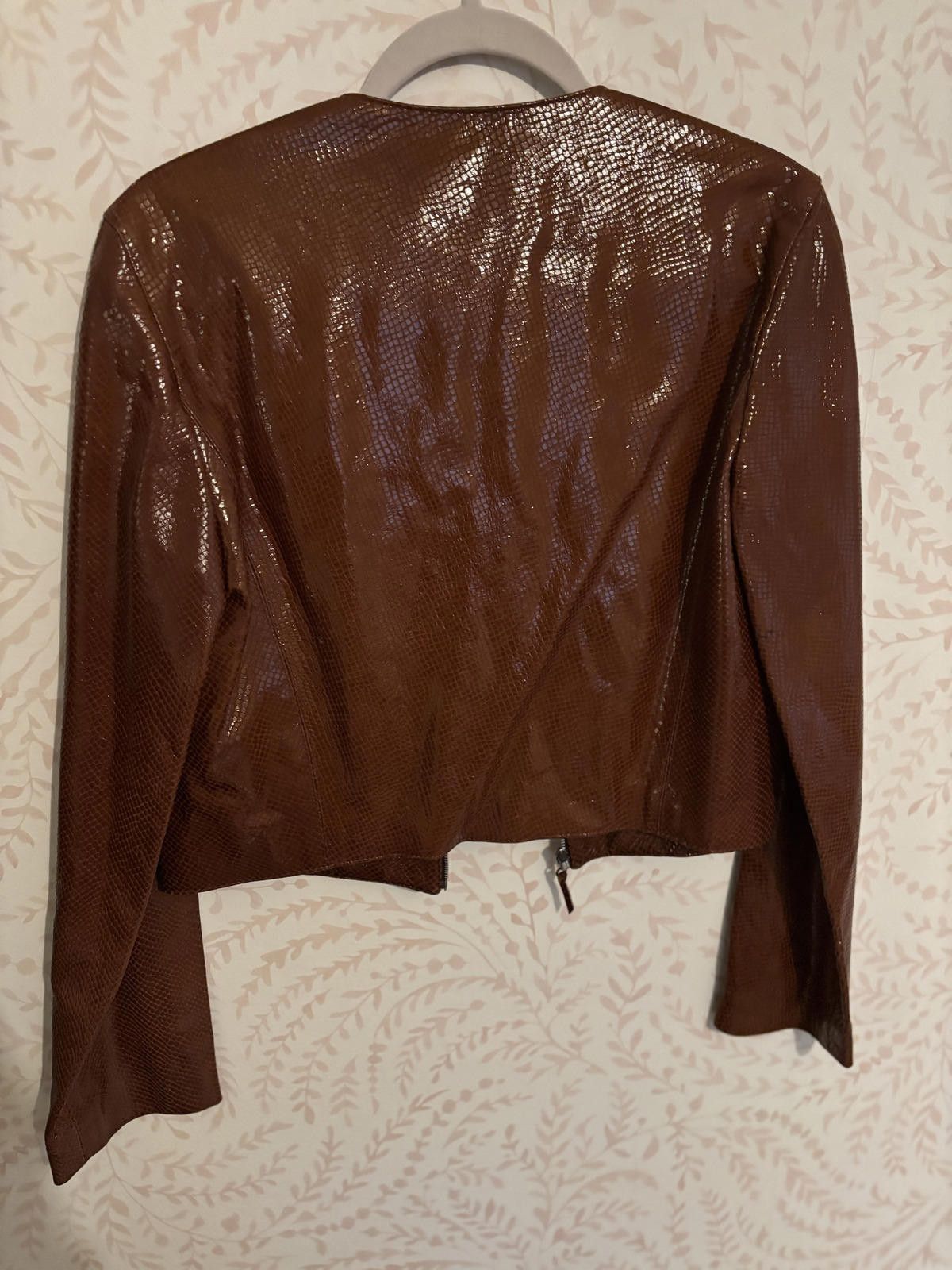 Oscar De La Renta Oscar de la Renta Brown Exotic Leather Zip-Up Jacket Size 10 Size L / US 10 / IT 46 - 5 Thumbnail