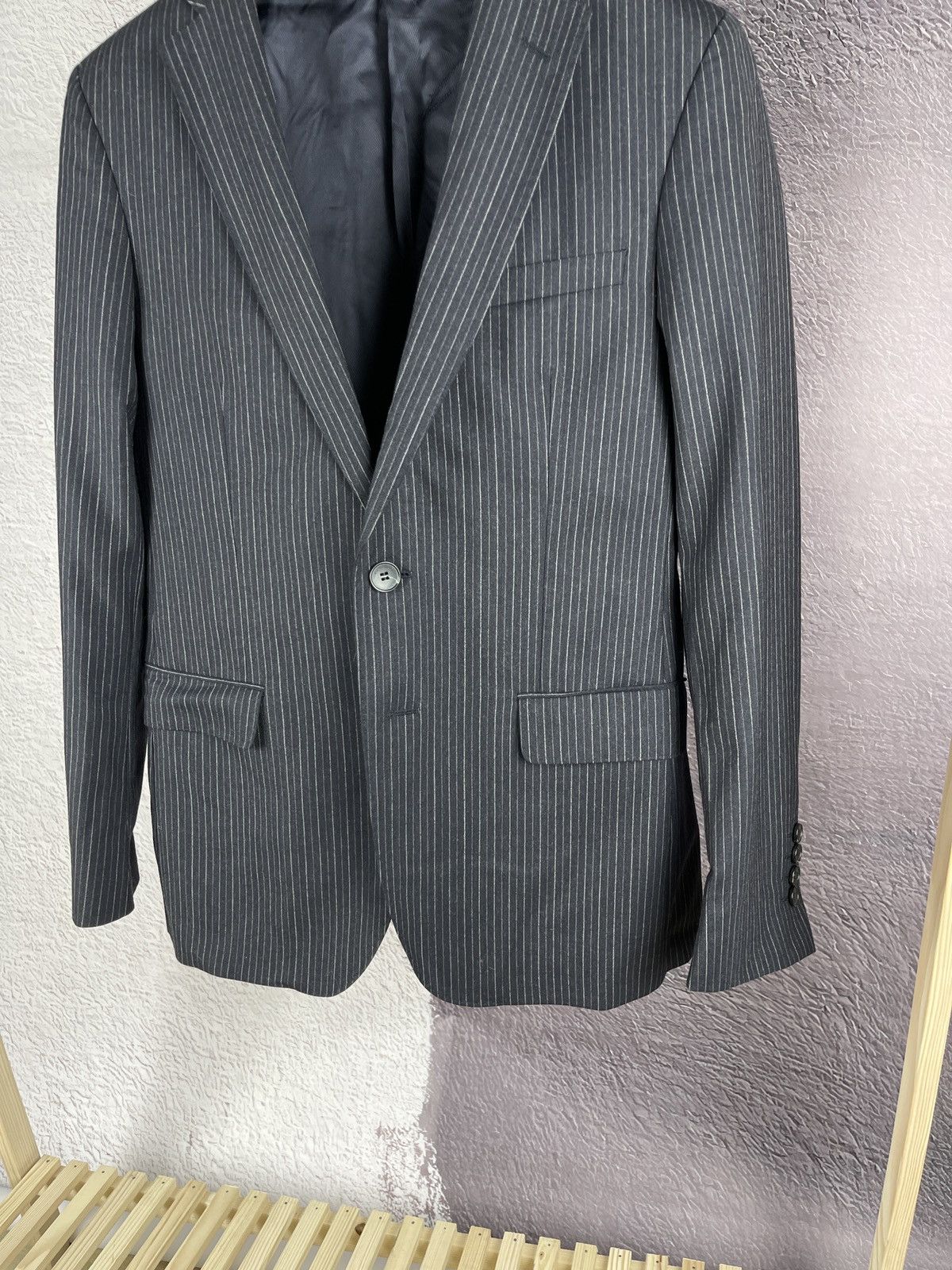 Paoloni Paoloni wool black striped 2 button 2 pcs suit made in Italy Size 36R - 6 Thumbnail