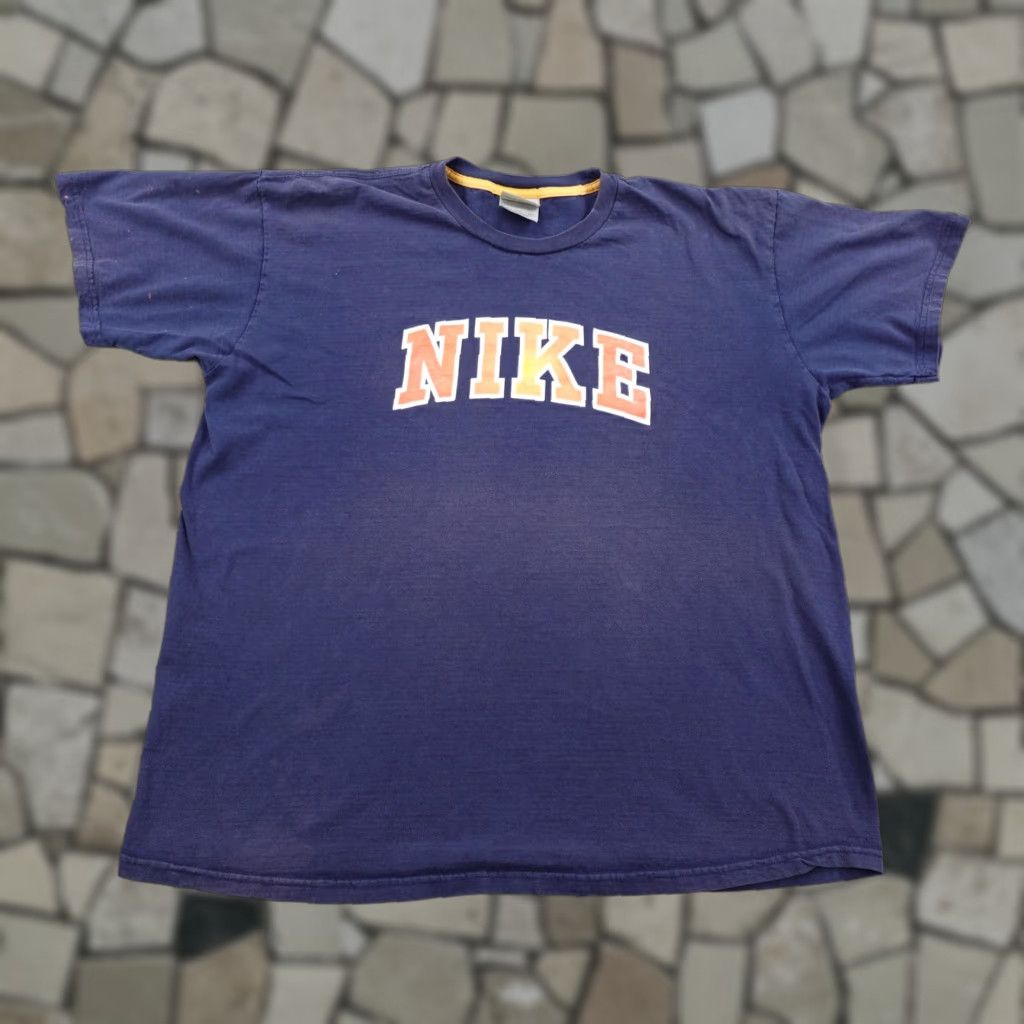 Nike VINTAGE Nike Shirt Mens 2XL Blue Arch Logo Orange Spell Out Athletic Y2K Tee Size US XXL / EU 58 / 5 - 1 Thumbnail