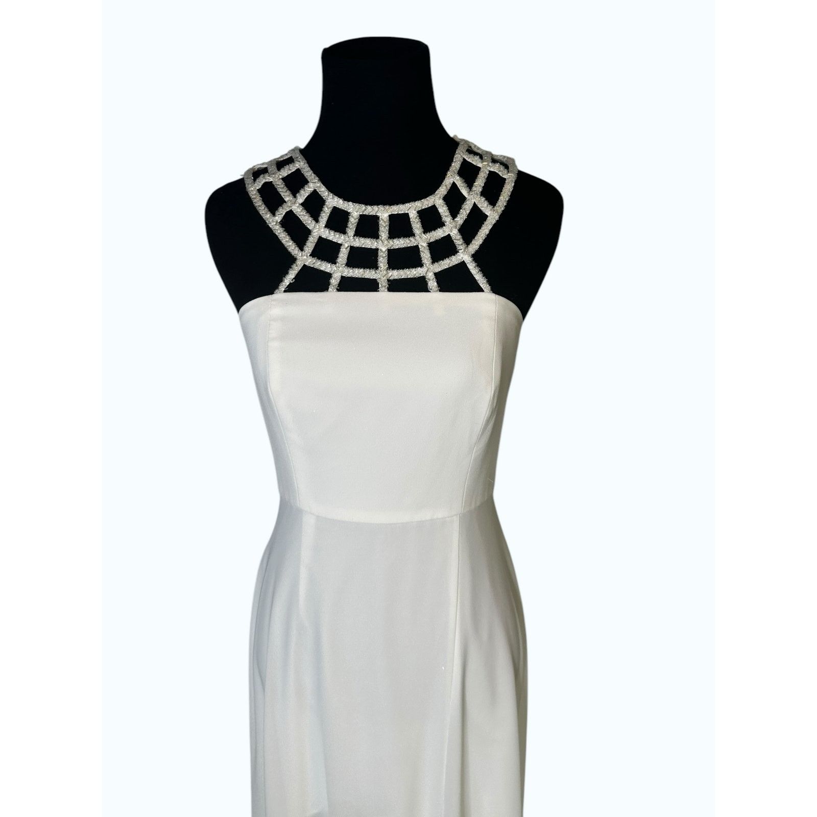 GB GB white neck embellished detail long wedding dress size S Size S / US 4 / IT 40 - 16 Thumbnail